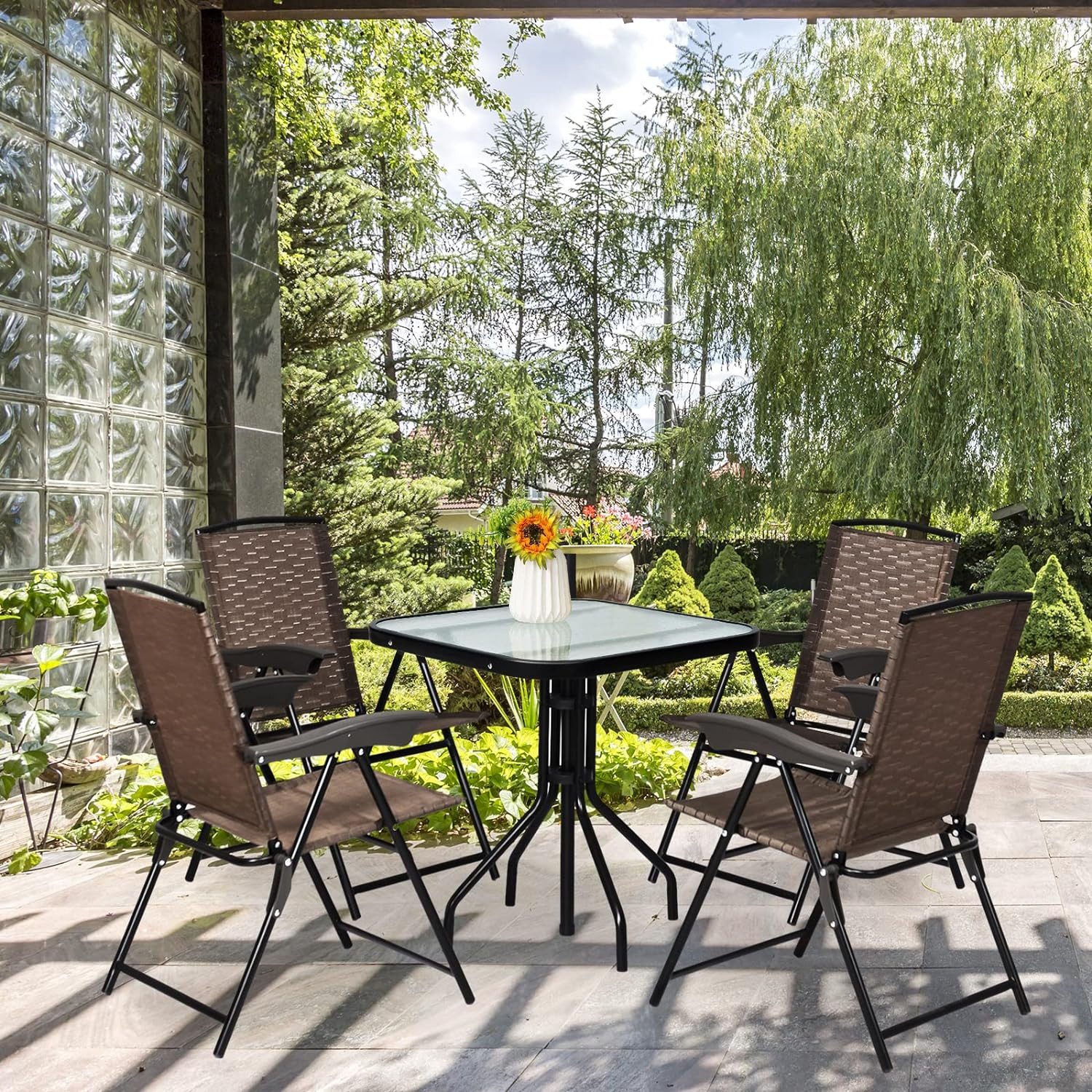 KOMFOTTEU Klappstuhl Terrassenstühle (4er Set), mit verstellbarer Rückenlehne