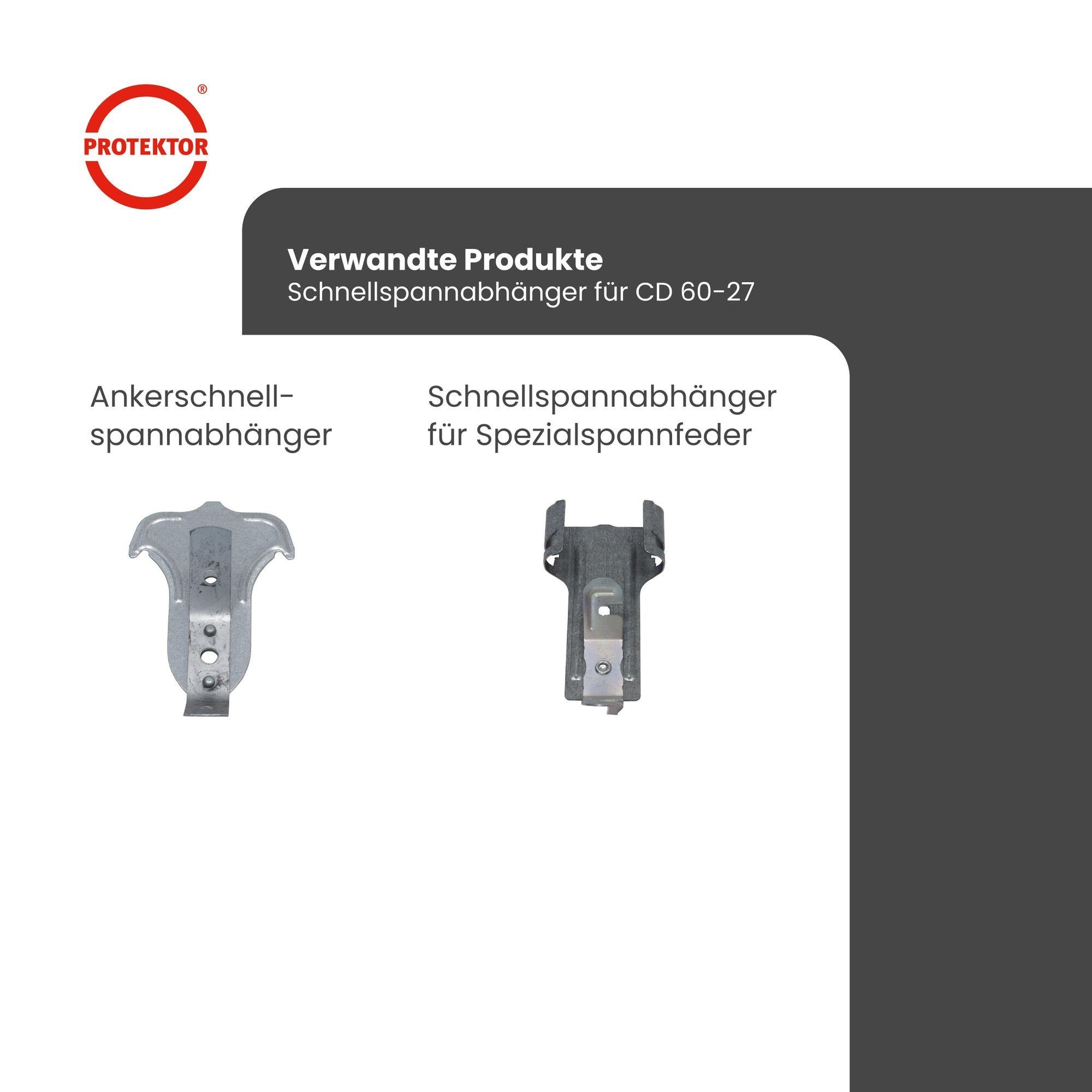 PROTEKTOR Profil Ankerschnellspannabhänger CD Profil (100 Stück, silber, 100-St), Für CD-Profil 60/27, Zubehör Deckenprofile