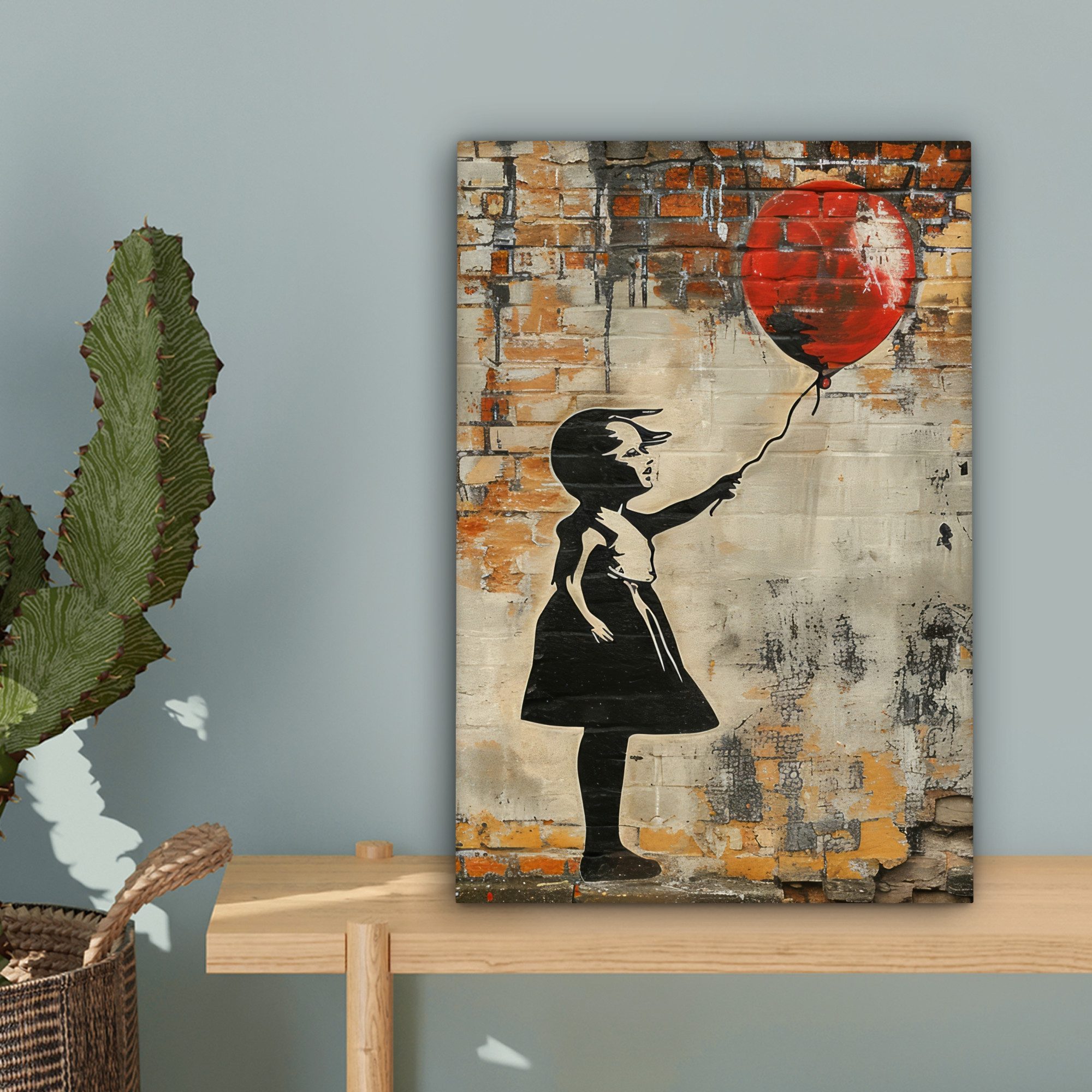 OneMillionCanvasses® Leinwandbild Graffiti - Banksy Style - Mädchen mit Luftballon, Fotodruck (1 St), Leinwand Bilder Klein, Wand Dekoration Aesthetic 30x20 cm – Bild 3 von 5