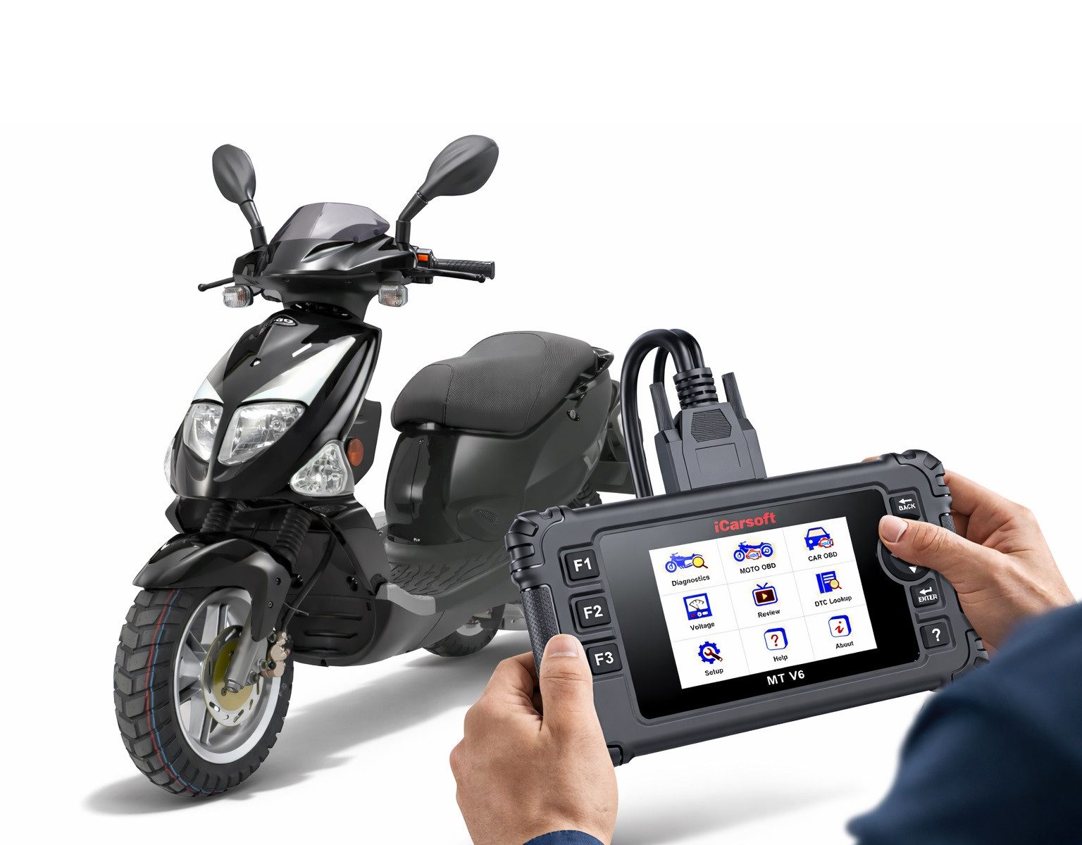 iCarsoft OBD2-Diagnosegerät MT V6 für PGO Motor Roller OBD Scanner +Adapter +Updates