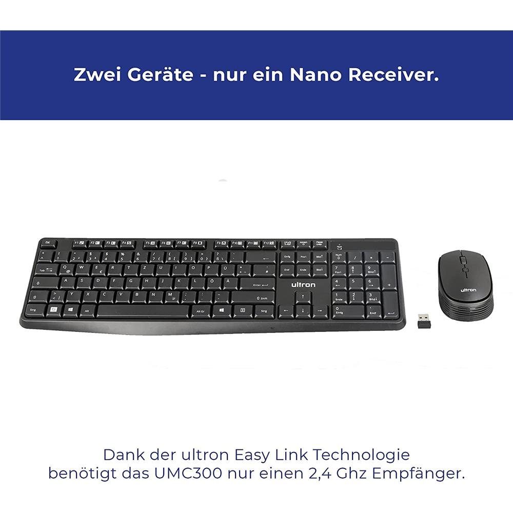 Ultron UMC300 Kabelloses Tastatur-Maus-Set Tastatur- und Maus-Set, Deskset, Multimediatasten, QWERTZ, kabellos, Set