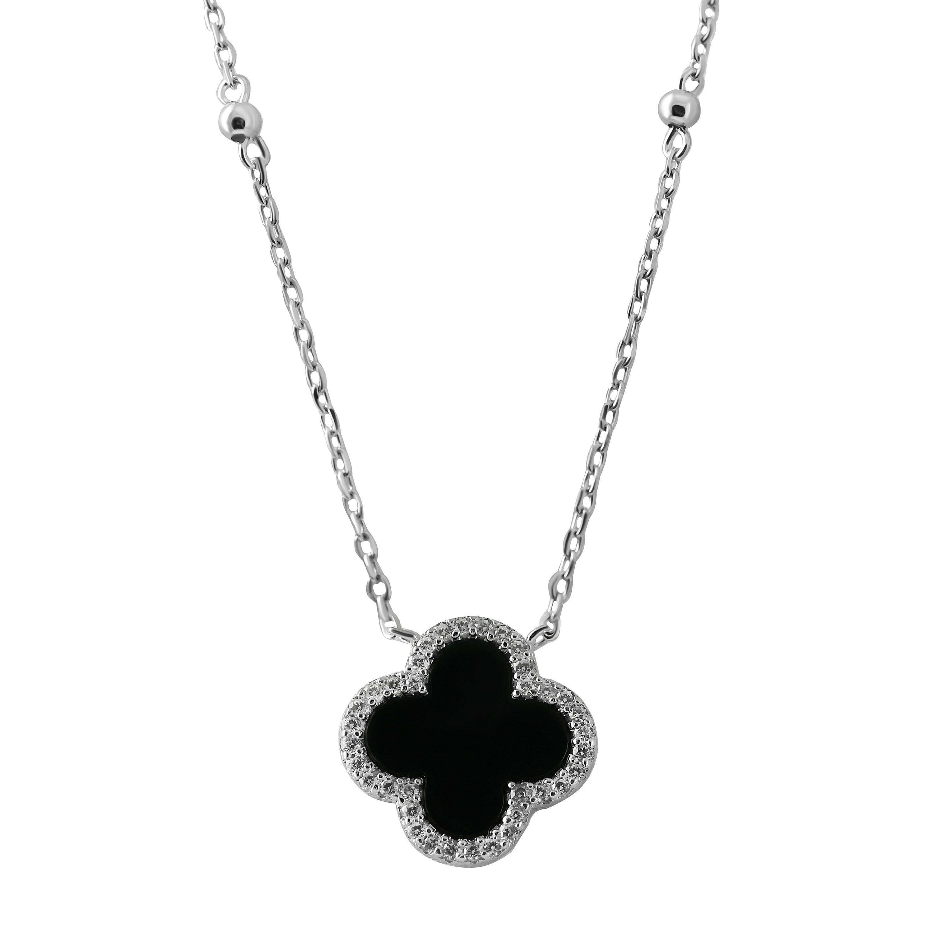 Kette mit Anhänger Schmuck Geschenk Silber 925 Halsschmuck Halskette Kleeblatt