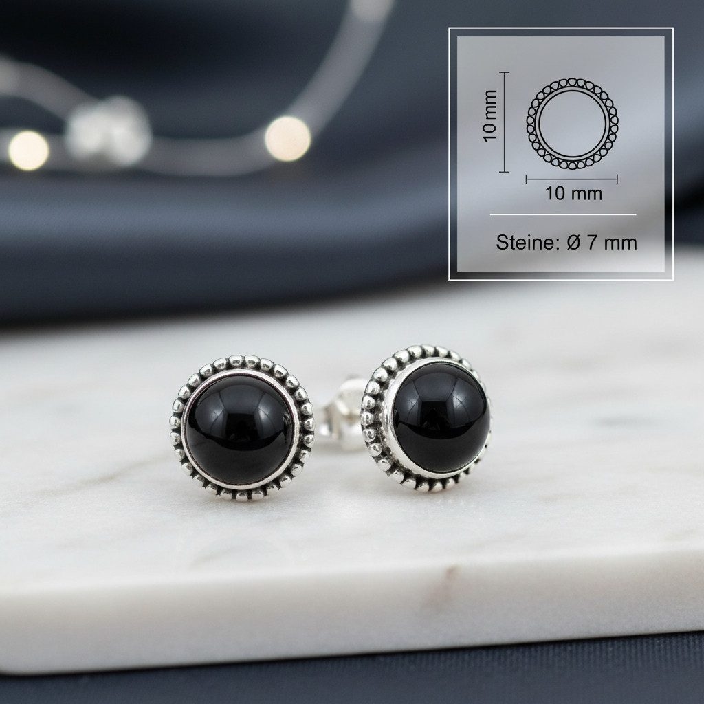 mantraroma Paar Ohrstecker PUNTI rund groß aus 925 Silber mit Onyx (Paar, P günstig online kaufen