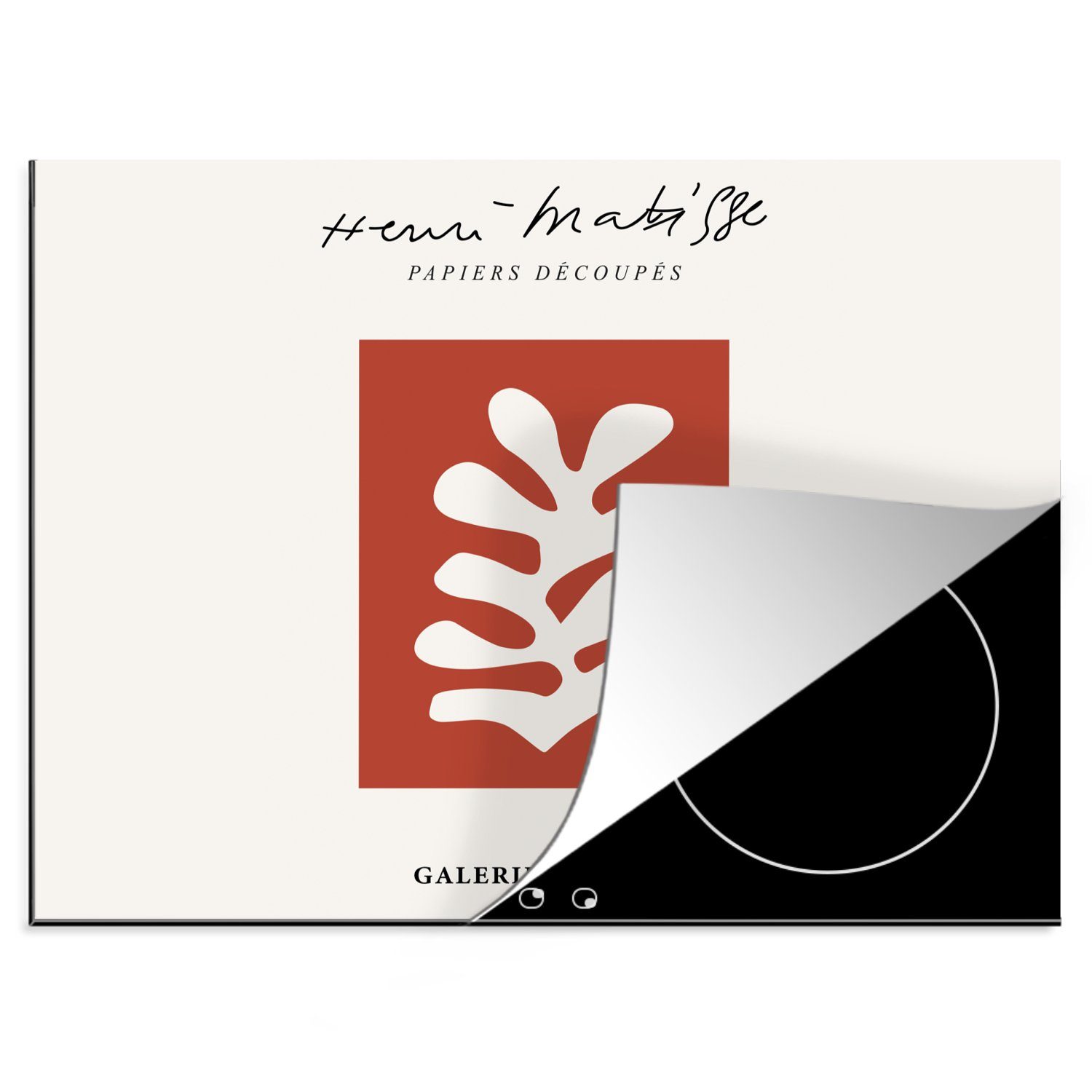 Vintage, Mobile - Pflanzen - Vinyl, Abstrakt Kunst tlg), Matisse Ceranfeldabdeckung - - Arbeitsfläche 60x52 cm, (1 nutzbar, MuchoWow Herdblende-/Abdeckplatte Henri