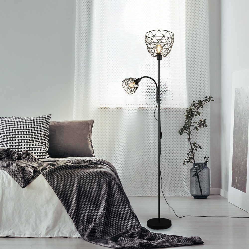 Reality Leuchten Stehlampe, Leuchtmittel nicht inklusive, Deckenfluter Stehlampe Wohnzimmerlampe Industrial Gitter H 180 cm