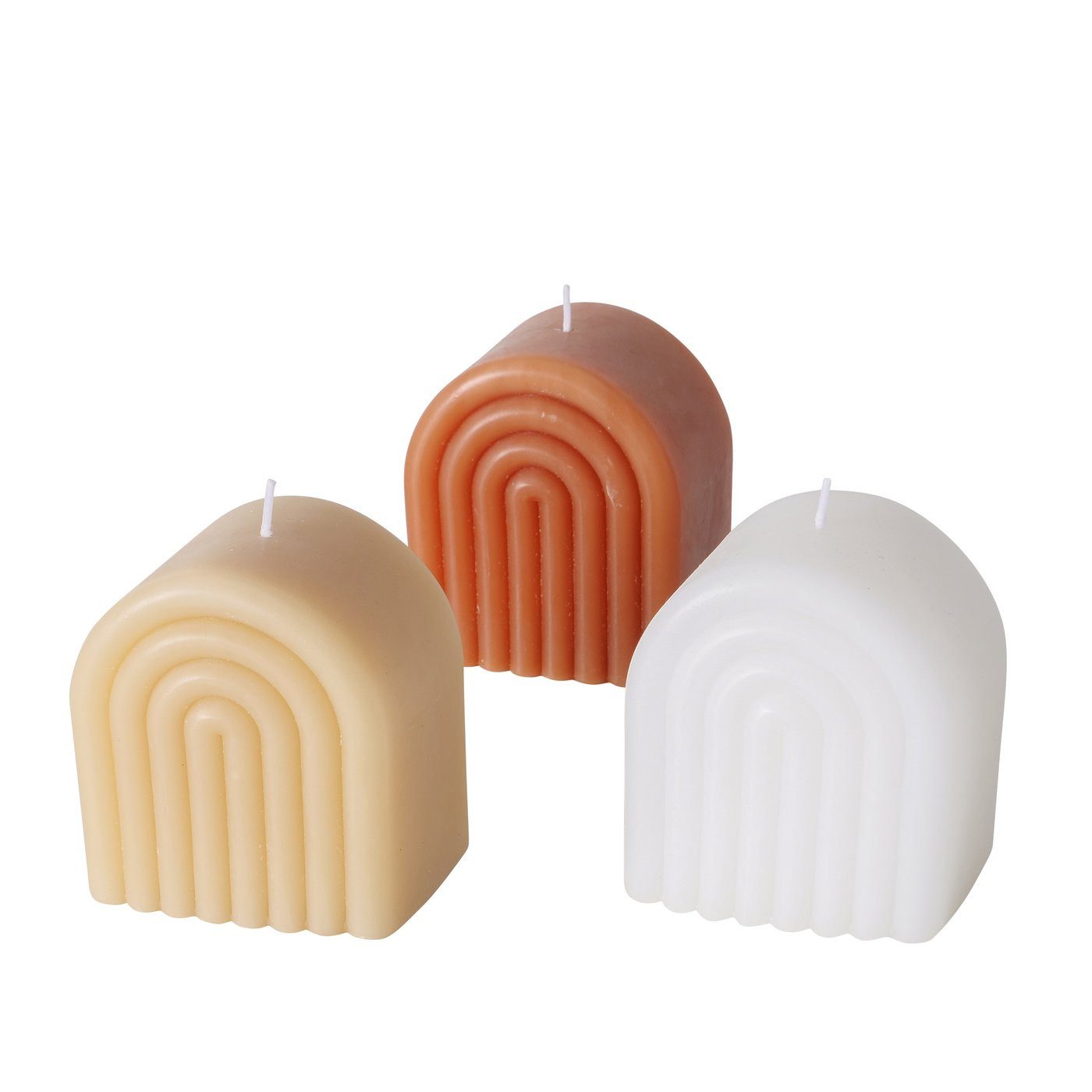BOLTZE Stumpenkerze Kerze Arch, 8,5 cm hoch, 1 Stück, Hellbraun oder Taupe oder Weiß