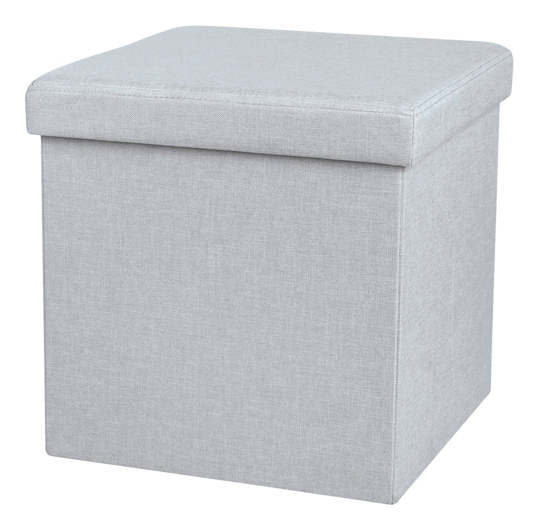 Urban Living Sitzwürfel Sitzhocker Sitzwürfel Aufbewahrungsbox Tissu, mit Stauraumfach hoher Sitzkomfort hellgrau | Sitzwürfel
