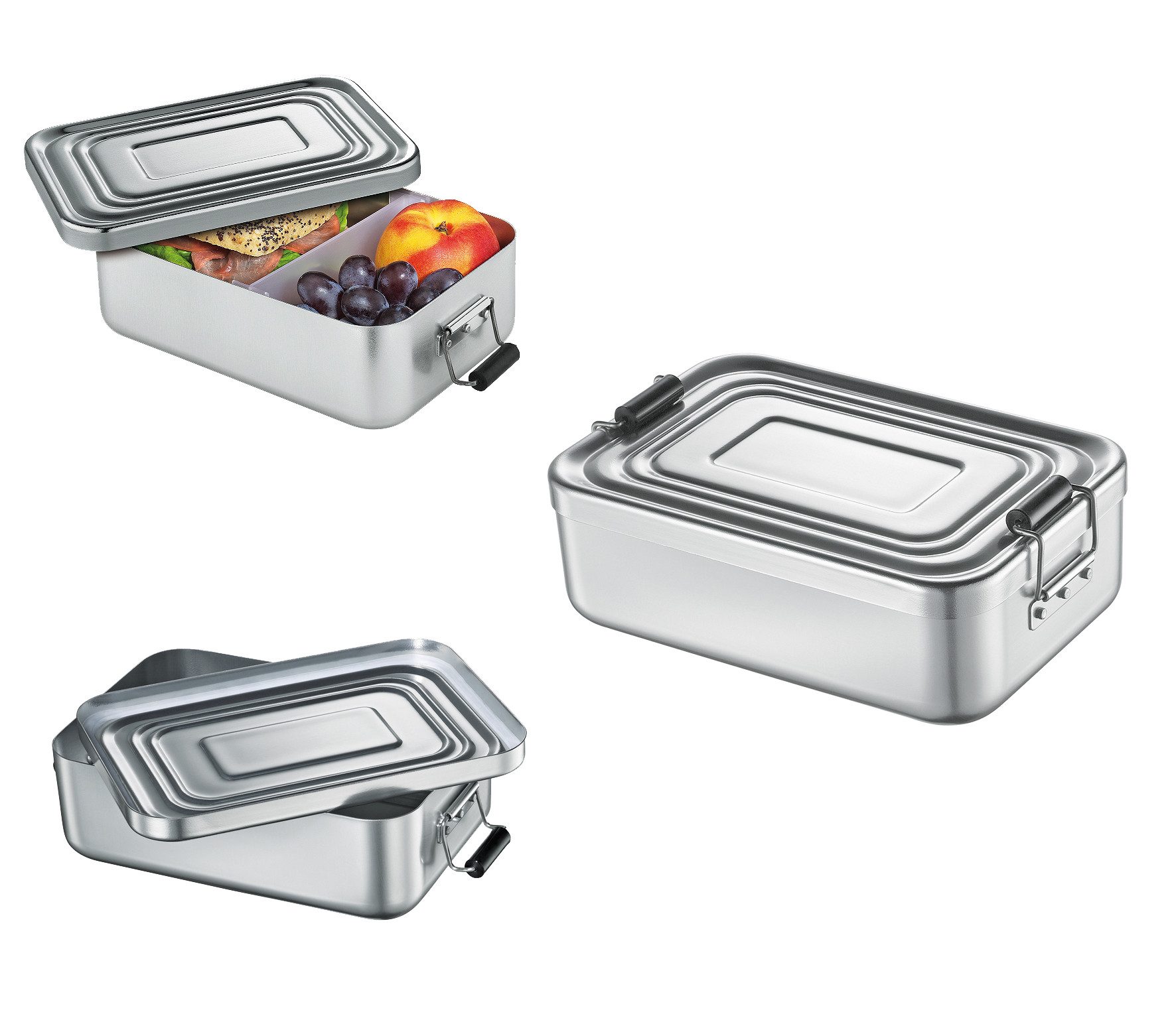 Küchenprofi Salatbox Lunchbox Brotbox Aluminium Trennsteg auslaufsicher Vesperbox Dose, Aluminium, (Lunchbox)