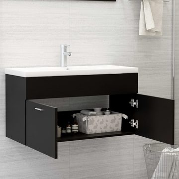 vidaXL Waschtisch Waschbeckenunterschrank mit Einbaubecken Schwarz Spanplatte 90 cm