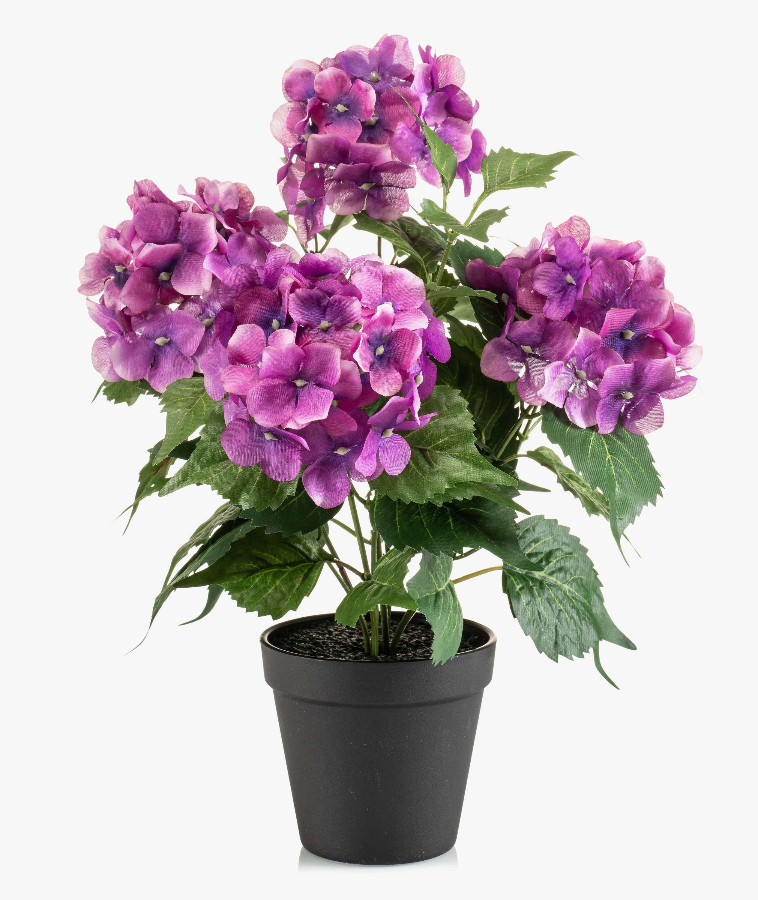 Kunstblume Hortensie DORJA im Dekotopf, violett, 40cm Hortensie, artplants, Höhe 40.0 cm