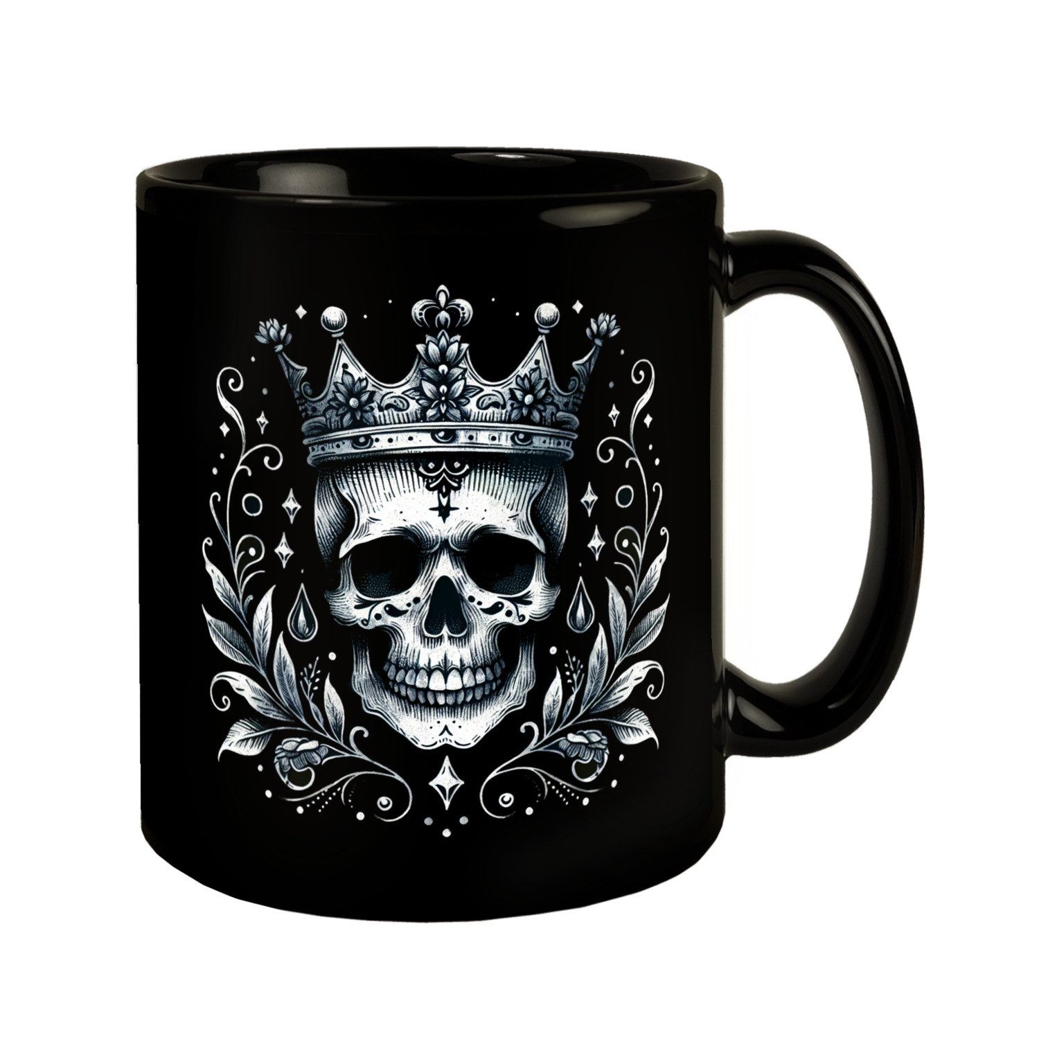 Tasse Skelettkönig Tasse schwarz in Schwarz