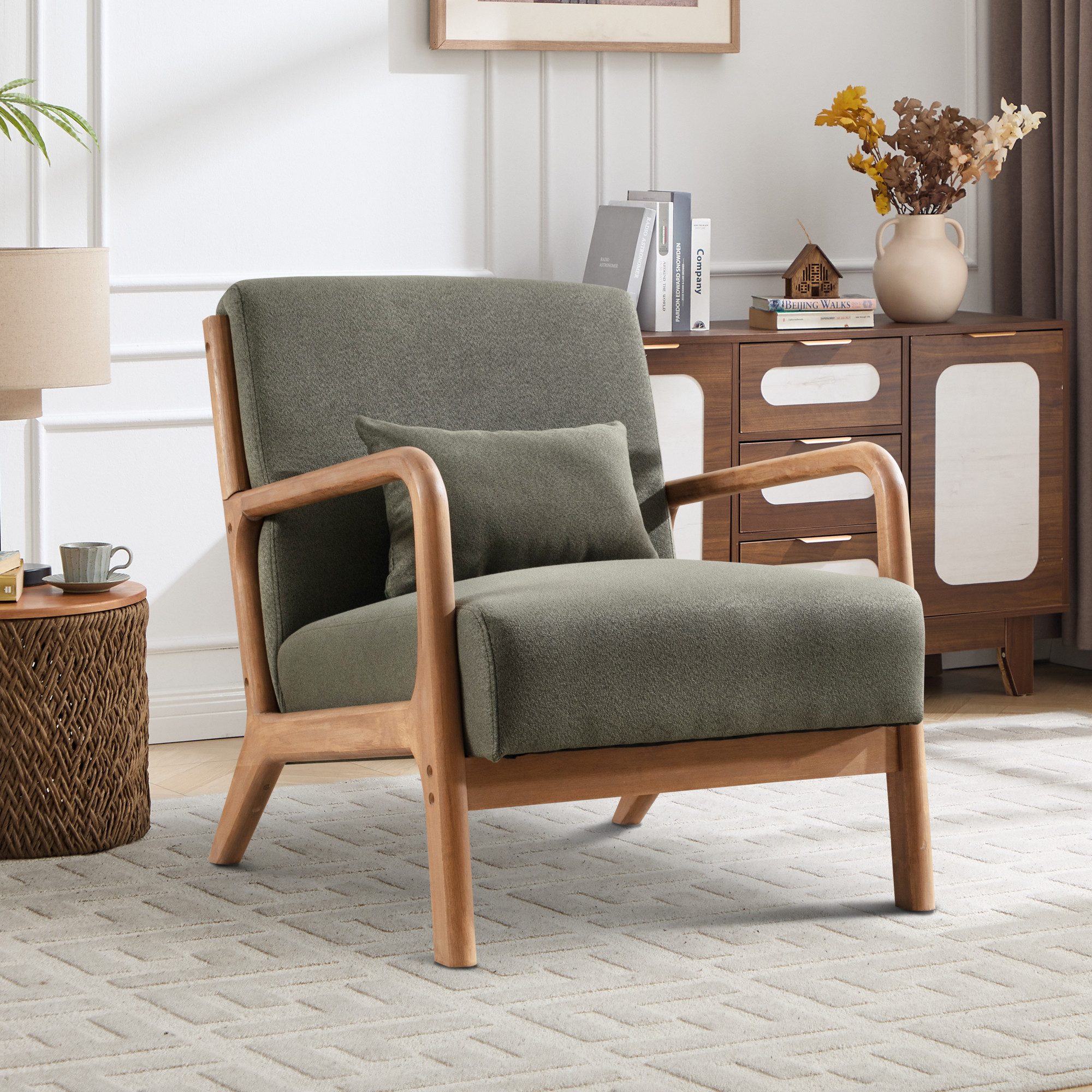 Bonzy Home Loungesessel Sessel mit Kissen&Armlehnen, Relaxsessel 150kg belastbar,Einzelsessel (1-St), Ergonomischer Sessel mit Kissen, Einzelsessel für Wohnzimmer