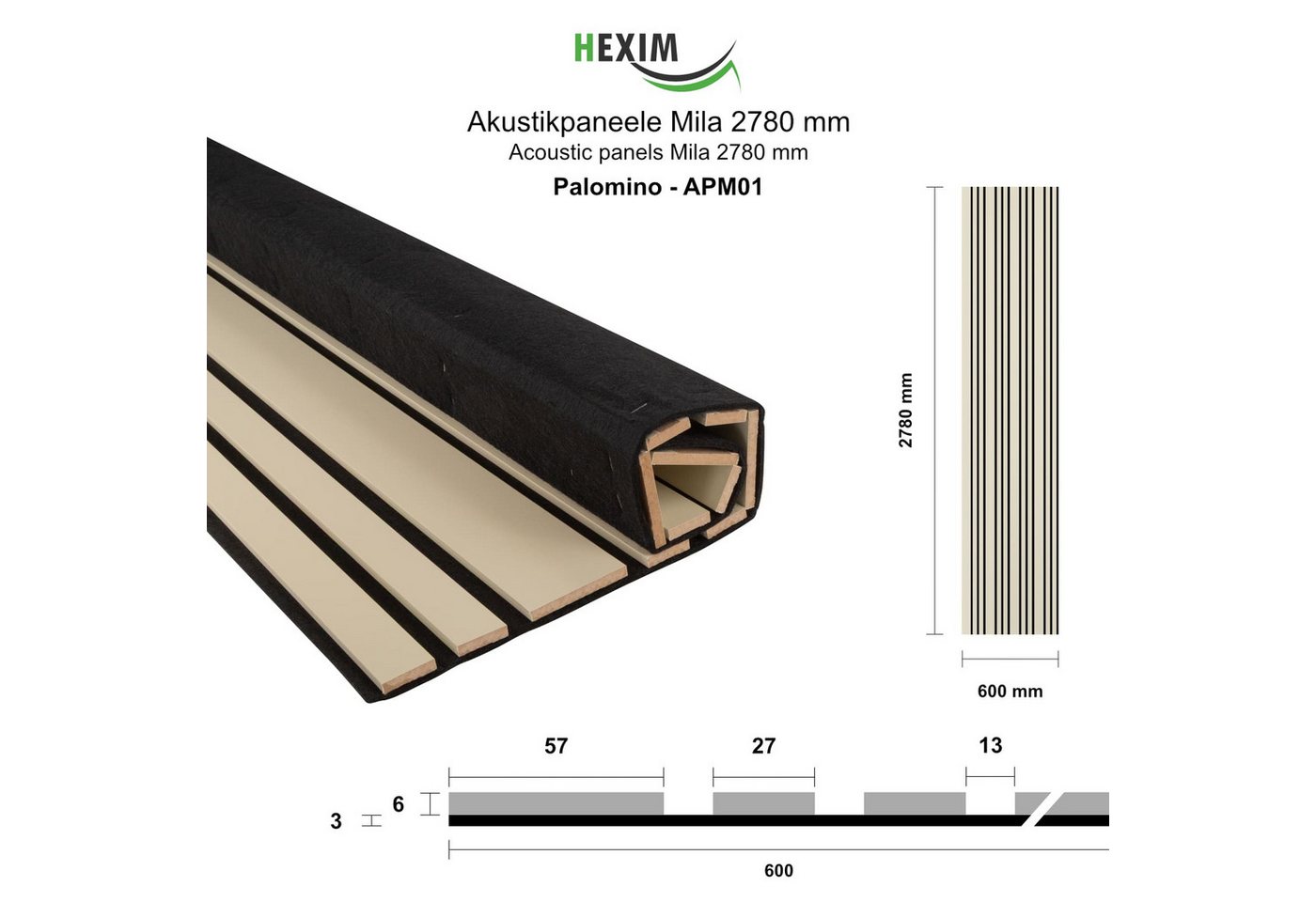 Thumbnail - Hexim Wandpaneel, (Akustikpaneele Holz 278x60cm Mila - flexible Holzpaneele 4er Set (6,68m) Wanddeko Wand Kombipaneel Wa...