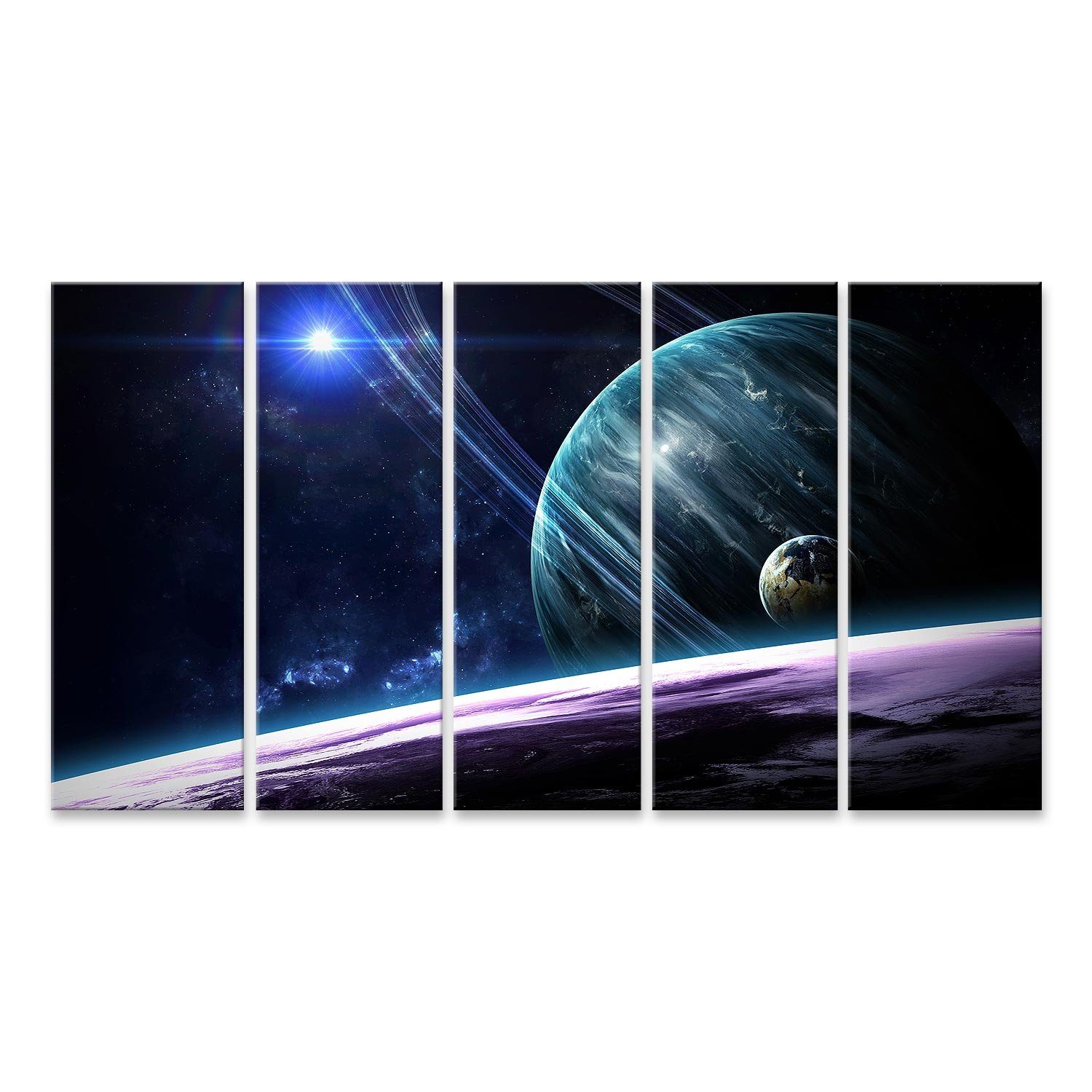 islandburner Leinwandbild Bild auf Leinwand Universum Szene mit Planeten Sterne und Galaxien im