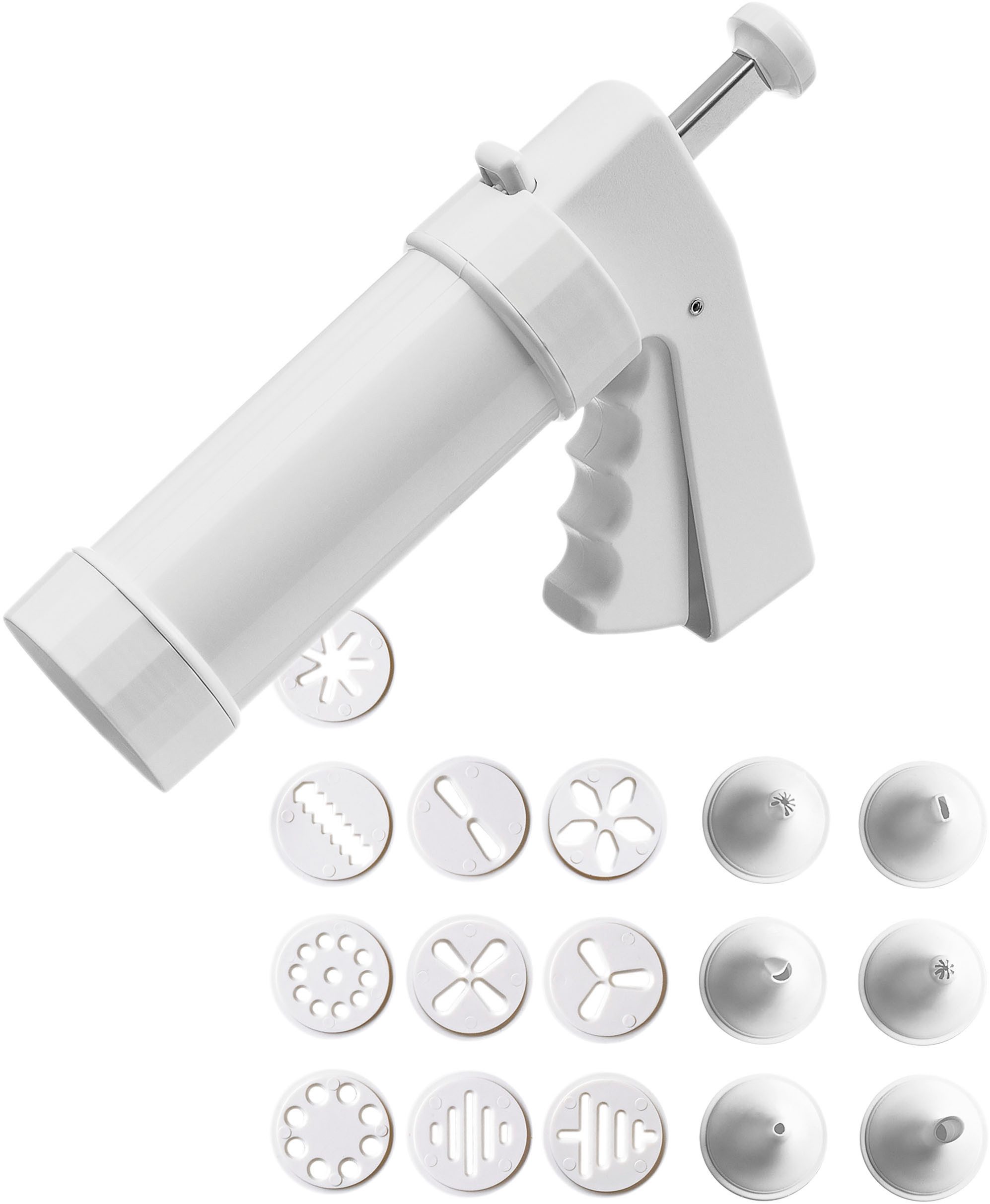 Kaiser Backformen Gebäckpresse Inspiration, (Set, 17-tlg), Gebäckpresse, 6 Spritztüllen und 10 Gebäckscheiben, Einhandbedienung