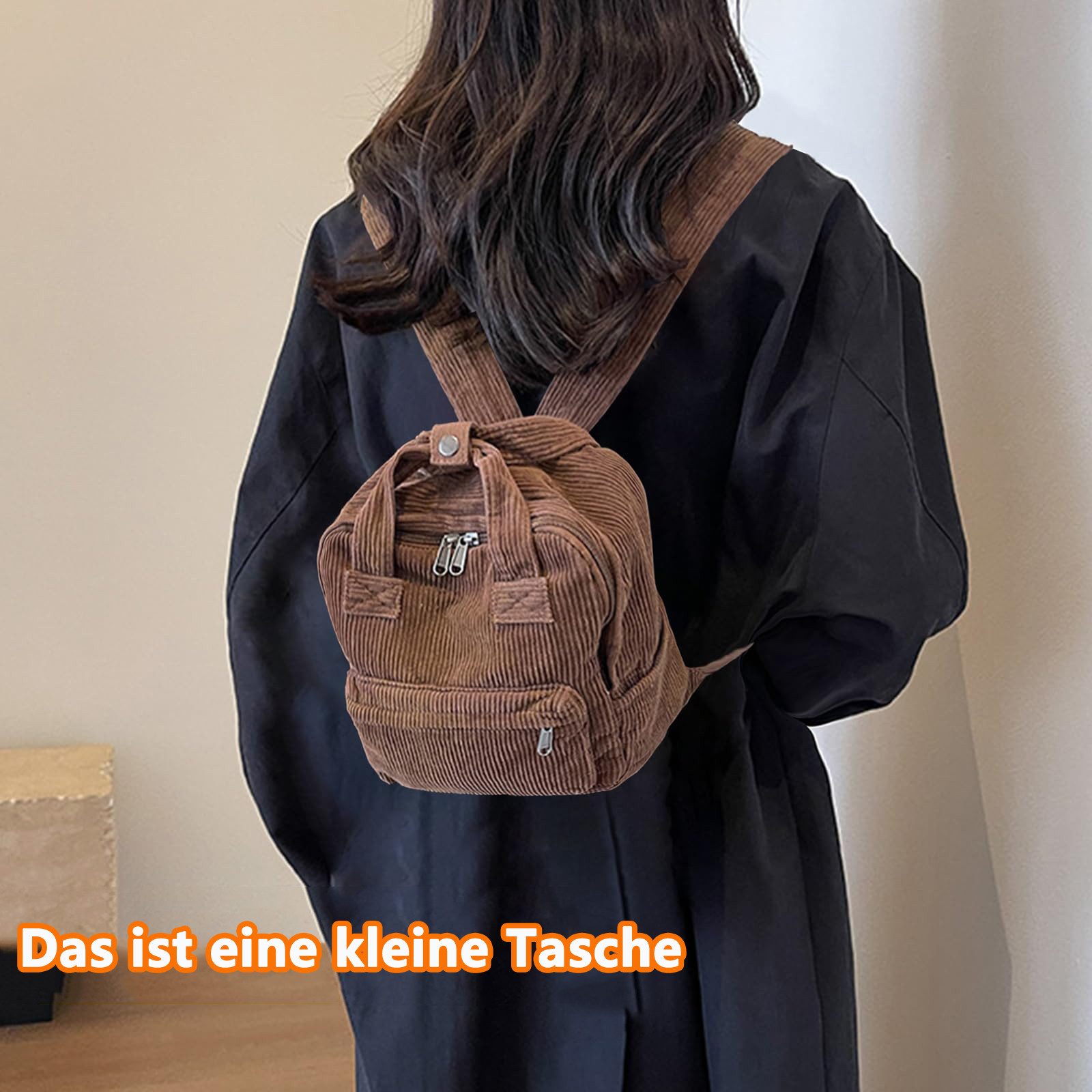nsihing Rucksack Damen Canvas/Cord Cityrucksack Rucksäcke Daypacks, Rucksackhandtaschen Kinderrucksäcke für Schule Travel Arbeit – Bild 5 von 5