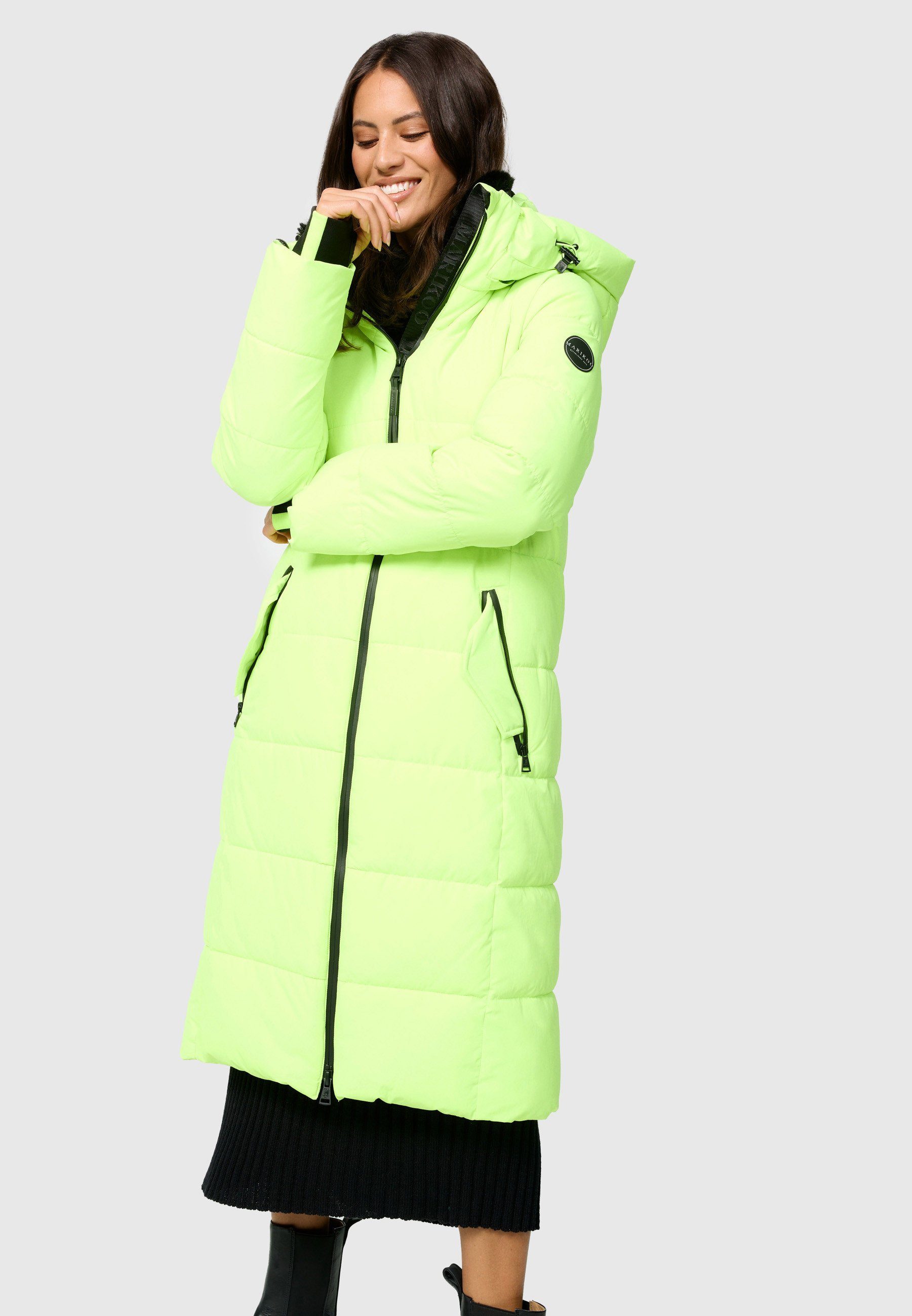 Marikoo Steppjacke Zuraraa XVI langer Winter Mantel gesteppt Neon Green | Jacken