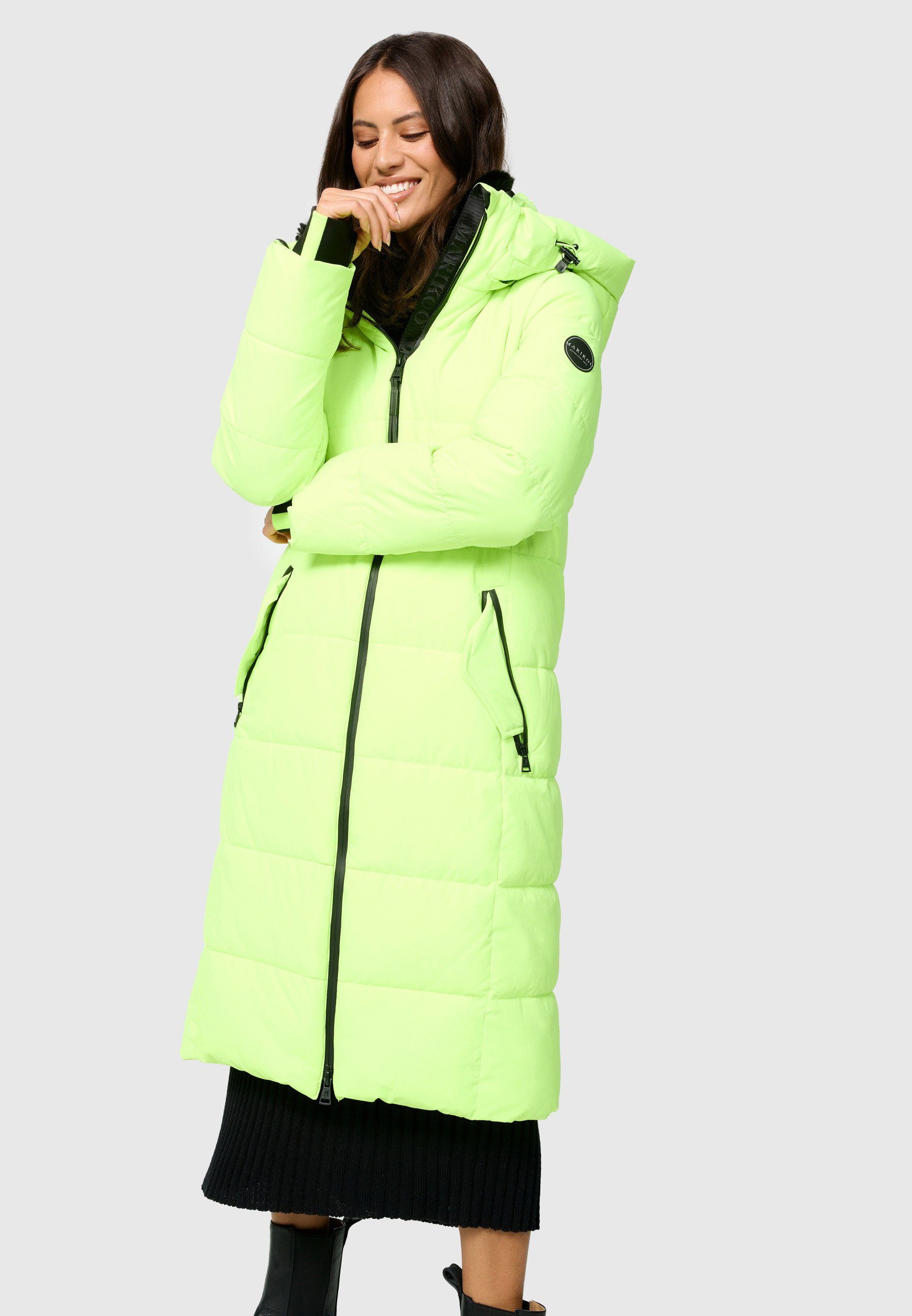 Neon langer Zuraraa Green XVI Winter Mantel Marikoo gesteppt Steppjacke