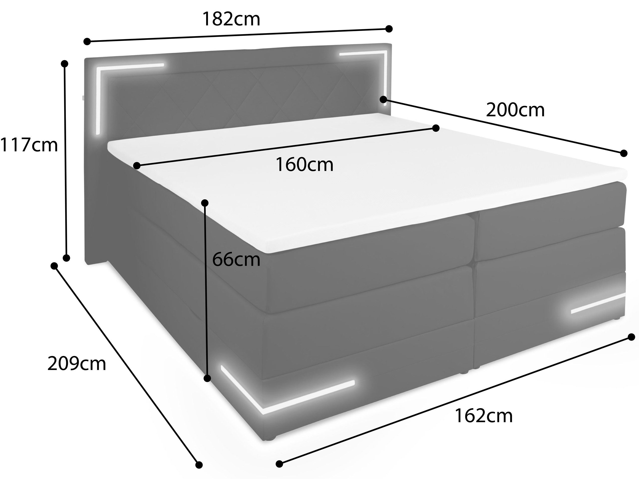 wonello Boxspringbett Arizona, mit LED Beleuchtung günstig online kaufen