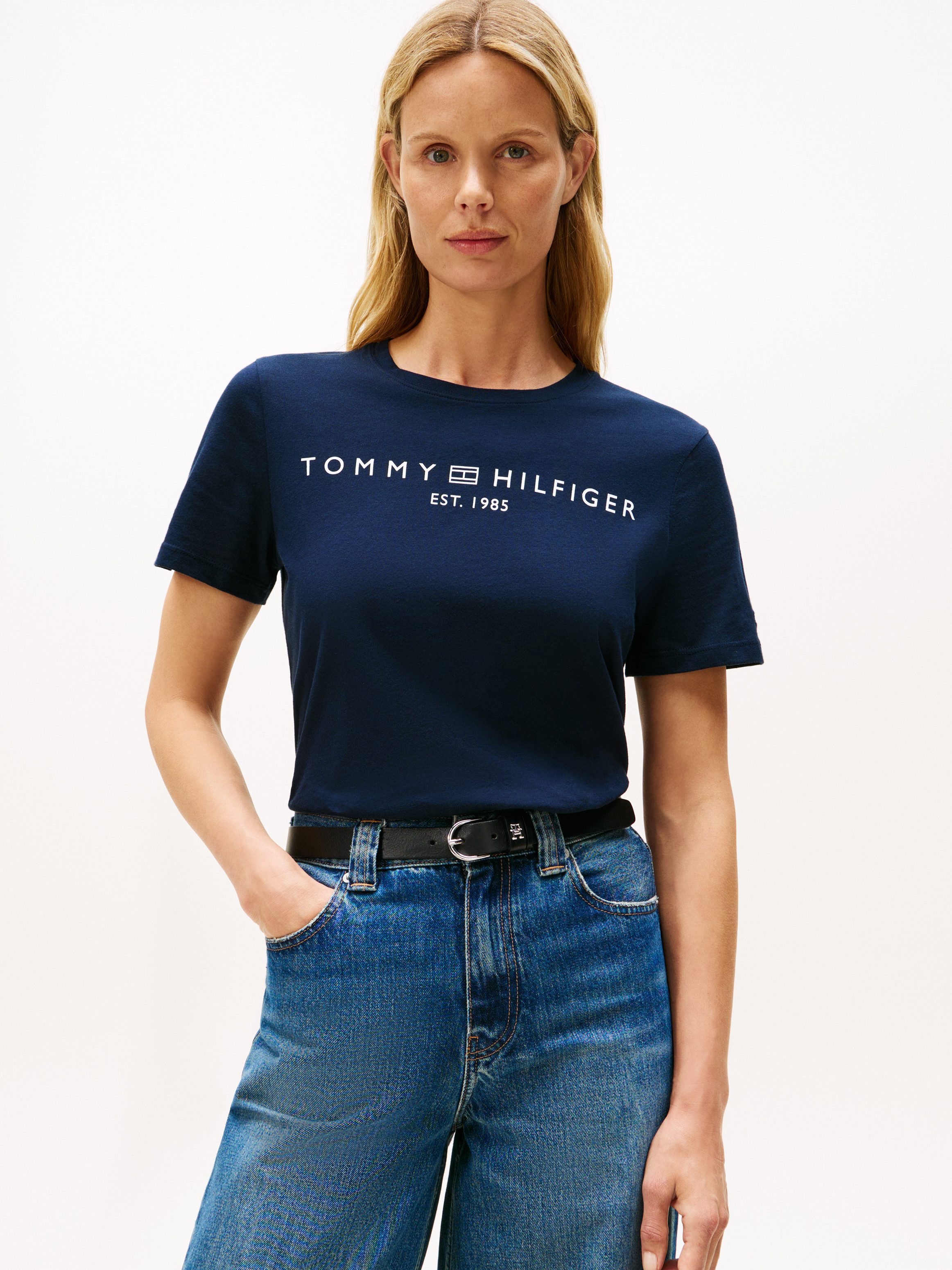 Tommy Hilfiger Kurzarmshirt REG CORP LOGO C-NK mit Logoschriftzug und Stick günstig online kaufen