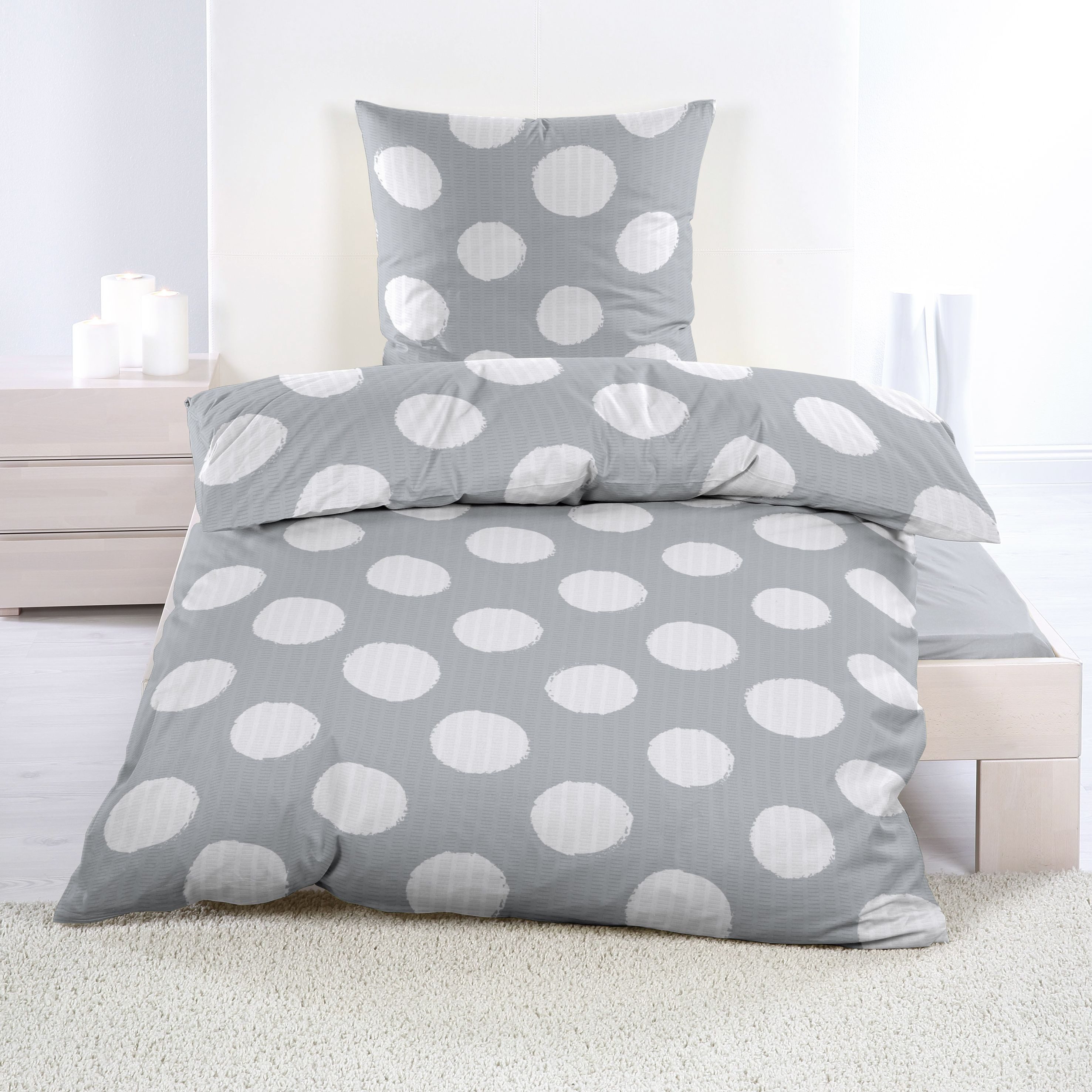 Casa Colori Bettwäsche Seersucker Bettwäsche Silber günstig online kaufen