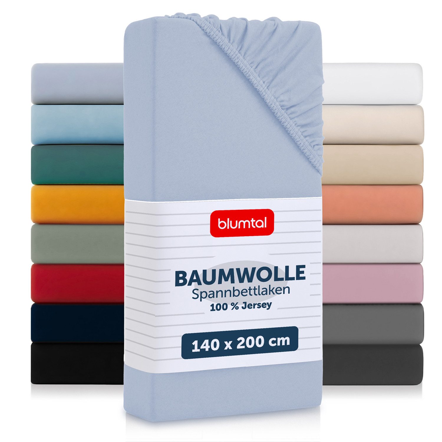 Blumtal Spannbettlaken Blumtal Basics 100% Baumwolle - Jersey, Baumwolle, Gummizug: Rundum, (1 Stück), Jersey Bettlaken - atmungsaktiv, strapazierfähig und faltenfrei