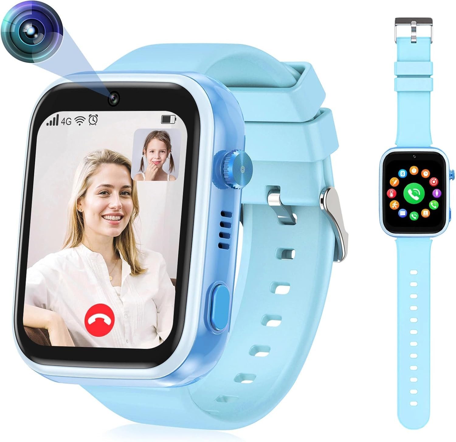 OKYUK Smartwatch (2,5 cm, sim-karte), 4G KINDER-SMARTWATCH MIT VIDEOANRUFEN