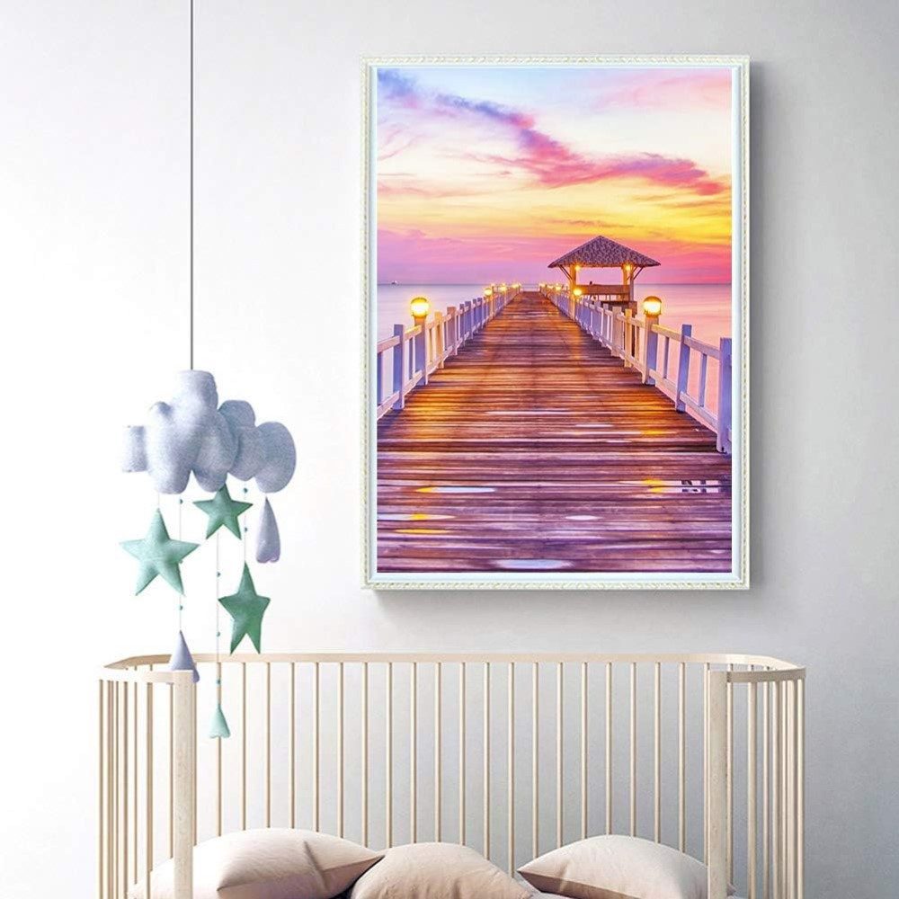 Ikonka Malen nach Zahlen Diamant Malerei Laufsteg am See 30x40cm - DIY Malen nach Zahlen Kit (5d Diamond Painting DIY Set, 5d Diamond Painting DIY Komplett set), Kreativität fördern, Stress abbauen, einzigartige Dekoration