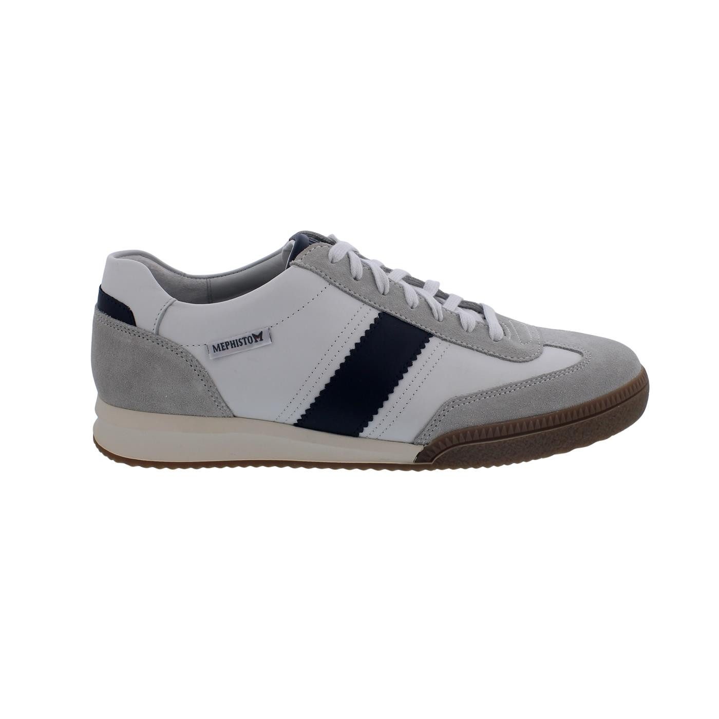 Mephisto Elyo Sneaker, Velours- / Glattleder kombi., hellgrau weiß bla Schnürschuh