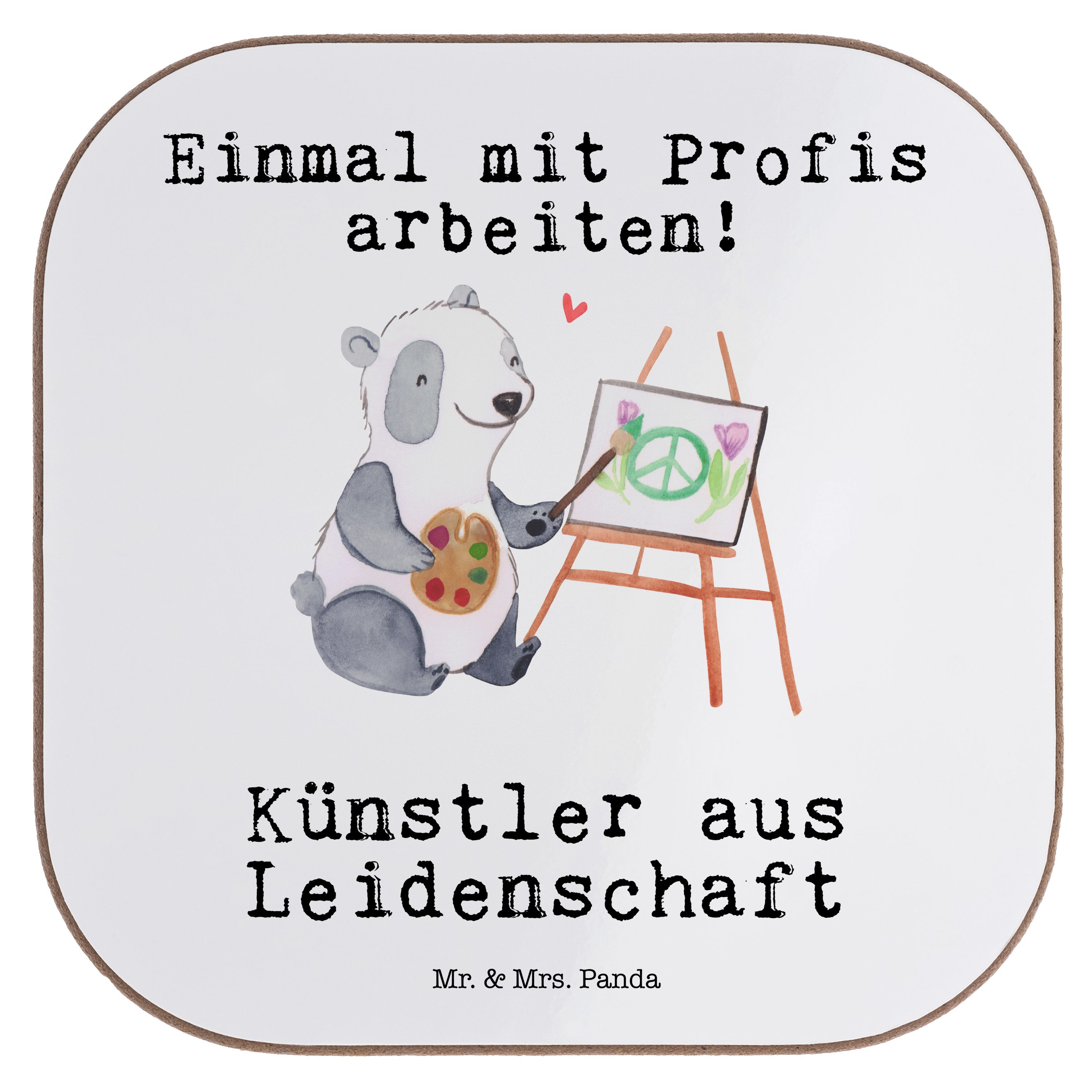 Mr. & Maler, Weiß Mrs. Leinwand, Danke, Getränkeuntersetzer Leidenschaft Künstler aus 1-tlg. - Panda Geschenk, 