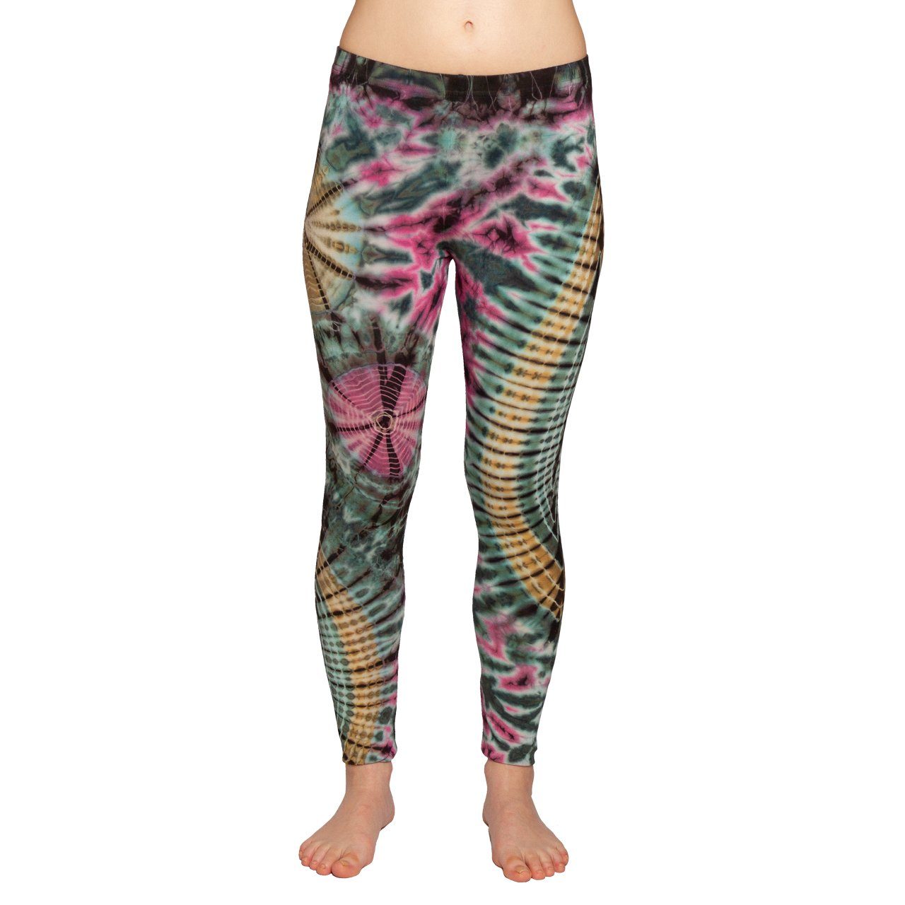 PANASIAM Leggings Unikat Batik Leggings 'Dschungel' aus natürlicher Viskose Tiedye Batik alternative lange Hippie Leggings Yogaleggings Sportleggings TD23 multicolor