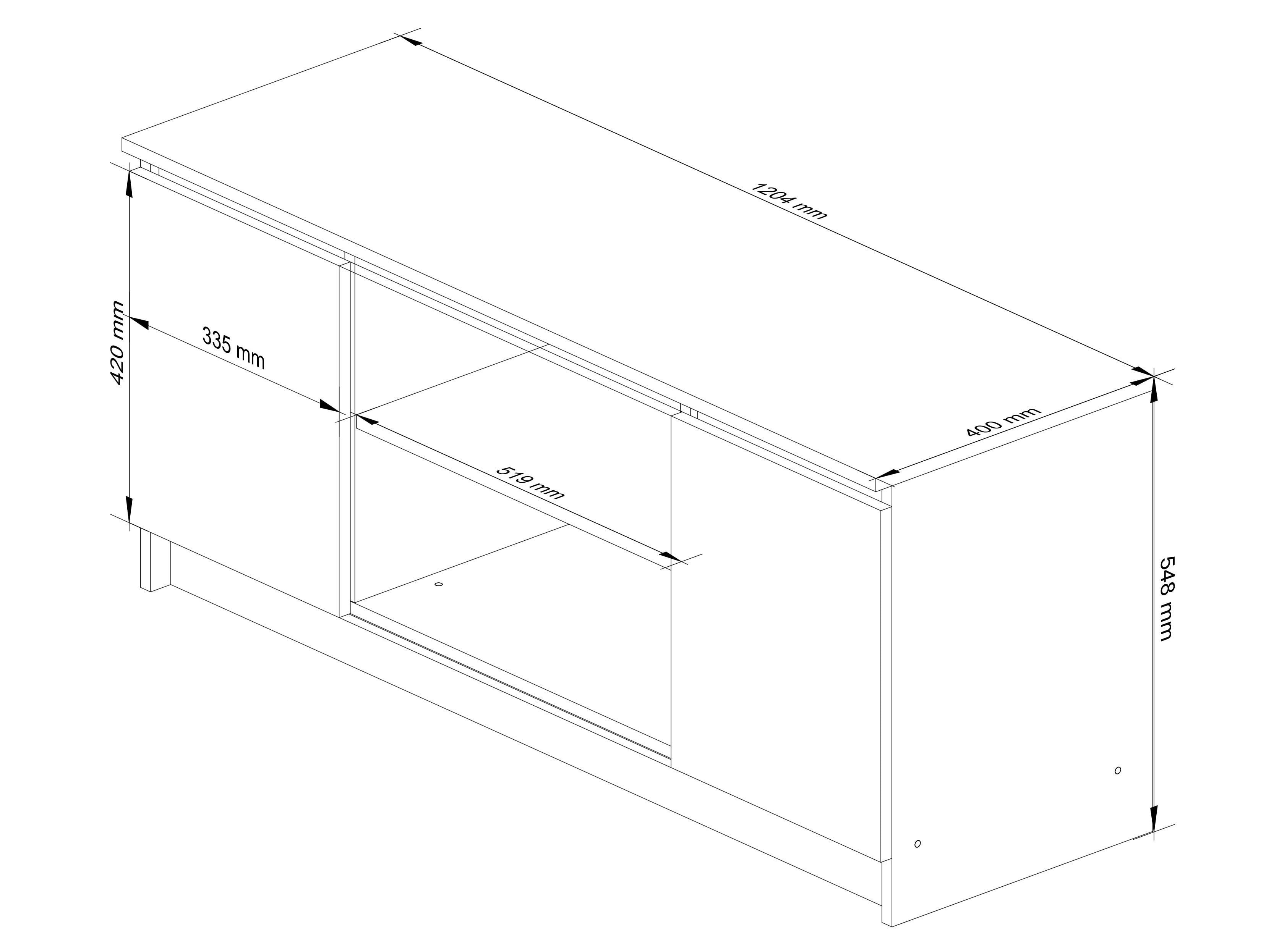 Raumhirsch Furniture Lowboard TV-Schrank - Elegantes Design für Ihr Wohnzimmer - TV-Möbel TV-Kommode, 120 cm für TV bis 65", 2 Türen, 2 Böden, bis 75 kg, kratzf – Bild 4 von 5