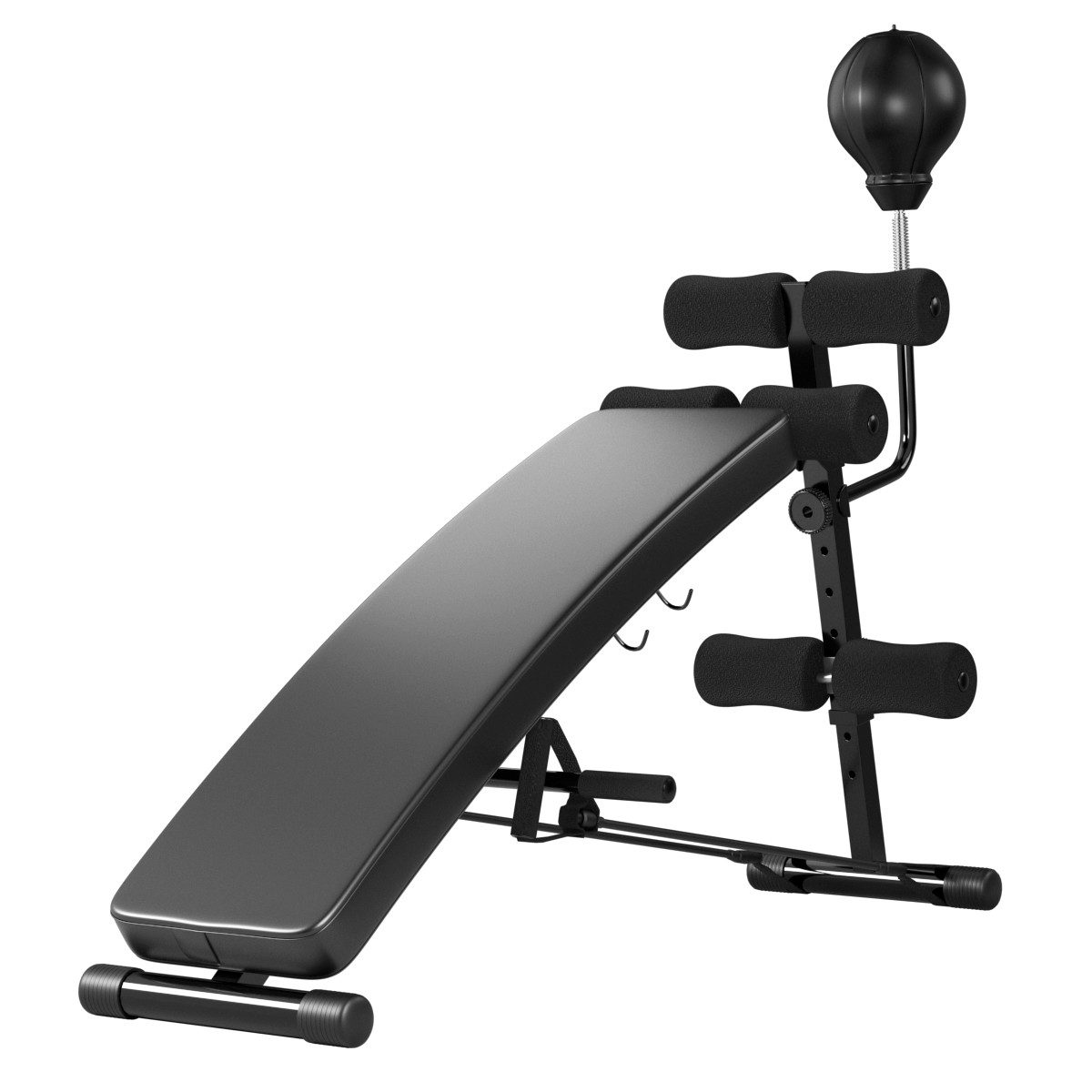 COSTWAY Bauchtrainer Sit Up Bank, mit Punchingball & Zugseilen