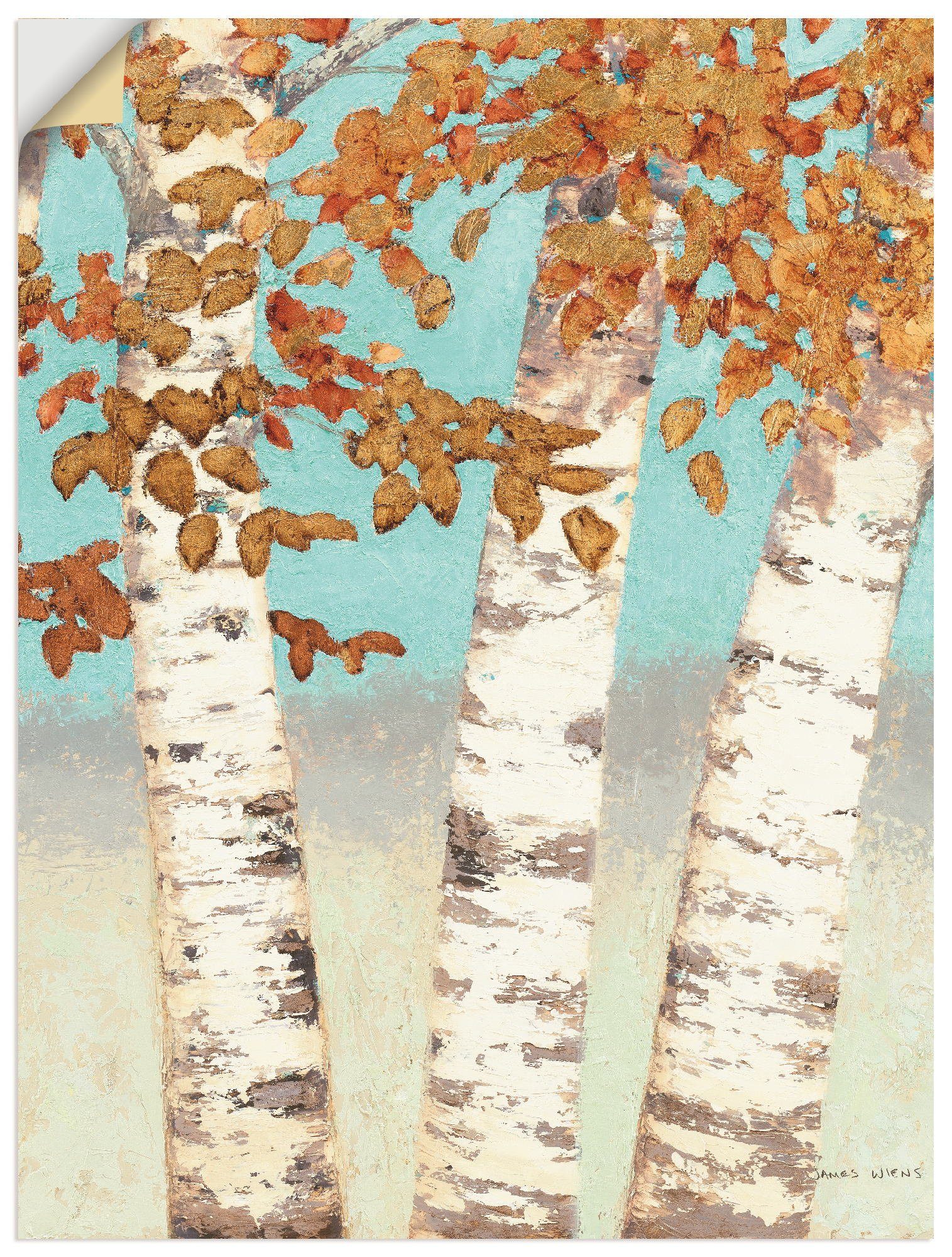 Artland Wandbild Goldene Birken III, Bäume (1 St), als Leinwandbild, Wandaufkleber oder Poster in versch. Größen
