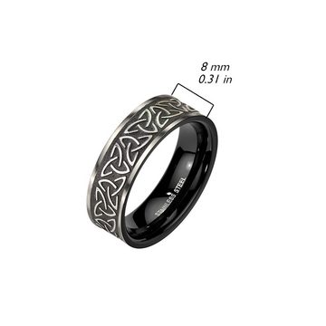 BUNGSA Fingerring Ring Keltenknoten Silber/Schwarz aus Edelstahl Unisex (Ring, 1-tlg), Unisex