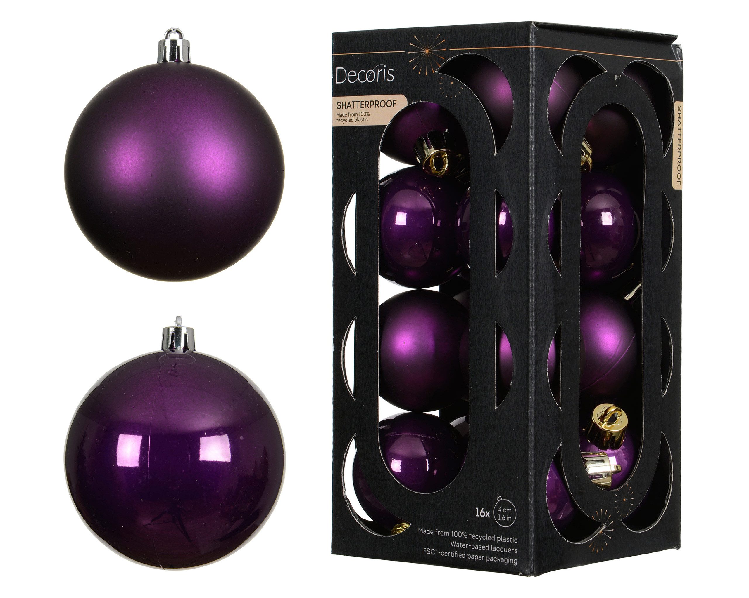 Kaemingk Weihnachtsbaumkugel, Weihnachtskugeln Kunststoff 4cm 16 Stück - Feige