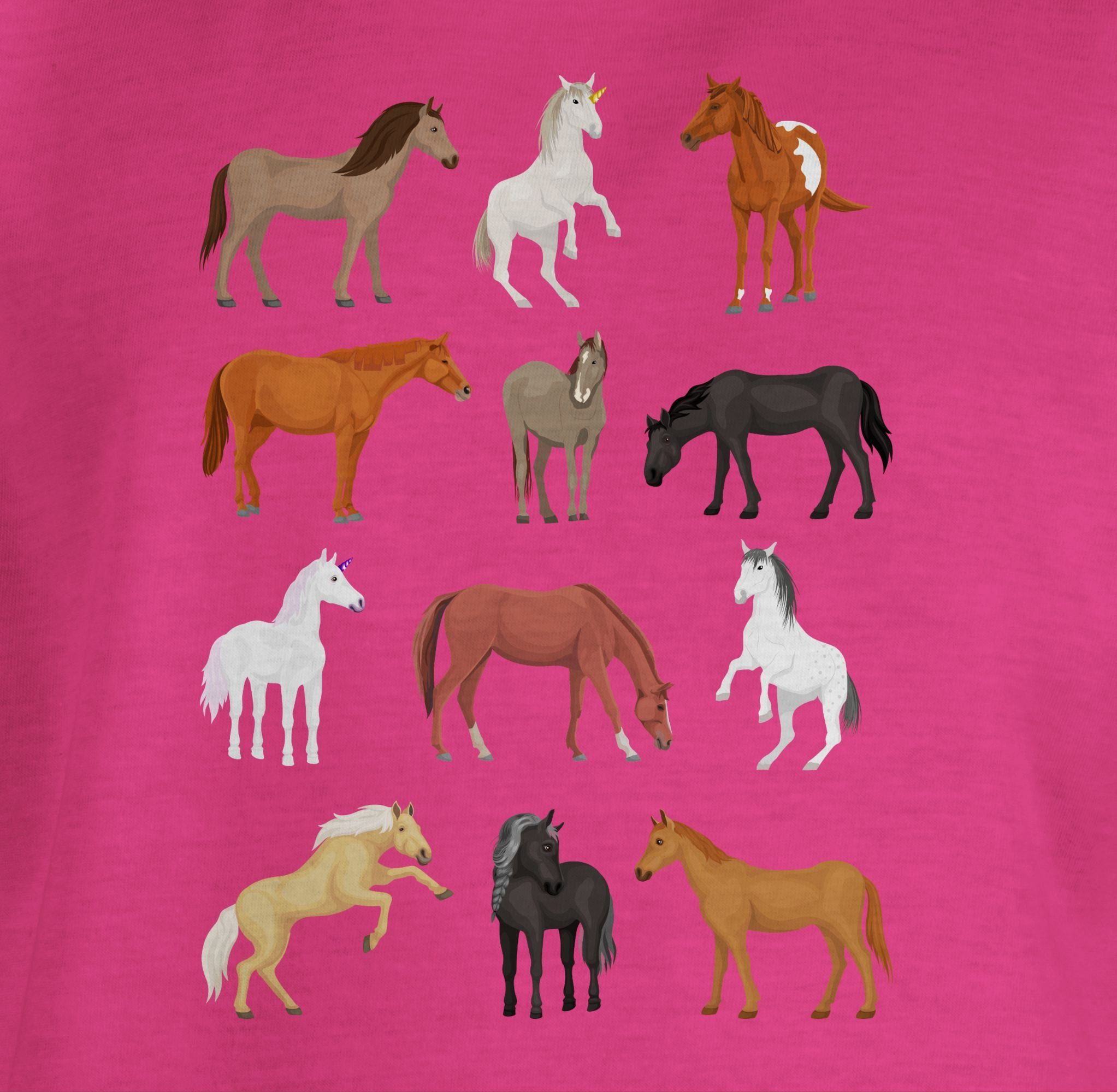 Shirtracer T-Shirt Pferde Fuchsia Print Tiermotiv Animal Reihe 2