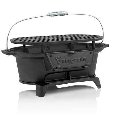 BBQ-Toro Holzkohlegrill Gusseisen Holzkohle Grilltopf mit Grillrost, 50 x 25 x 23 cm