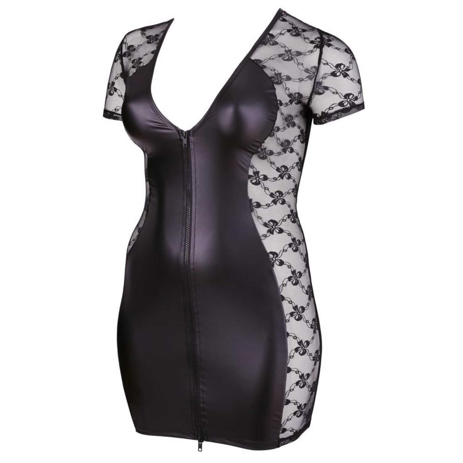 Cottelli CURVES Minikleid Curvy Kleid mit 2-Wege Reißverschluss & Spitzeneinsätzen