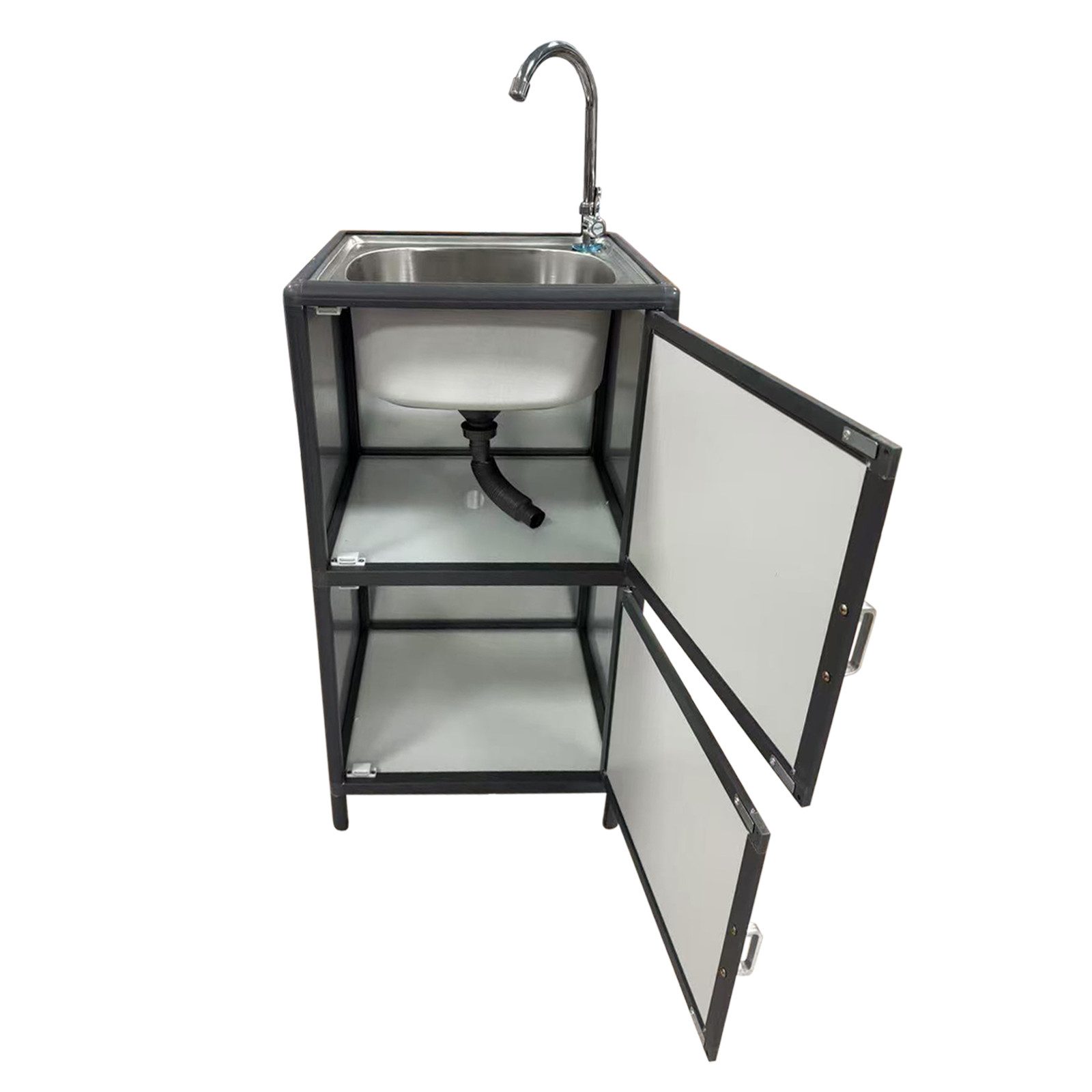 HTI-Living Outdoor-Küchenmodul Outdoorspüle S Gerti Grau (Stück, 1-St., 1 Outdoorspüle) Gartenspüle Campingspüle Messespüle