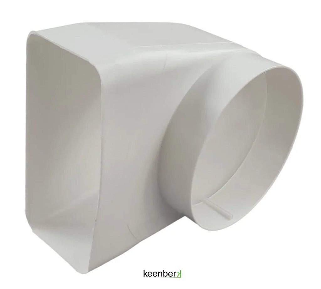 IKM Umluftmodul Umlenkstück eckig auf rund - 90° weiß 125 mm 30 mm Anschlussstutzen