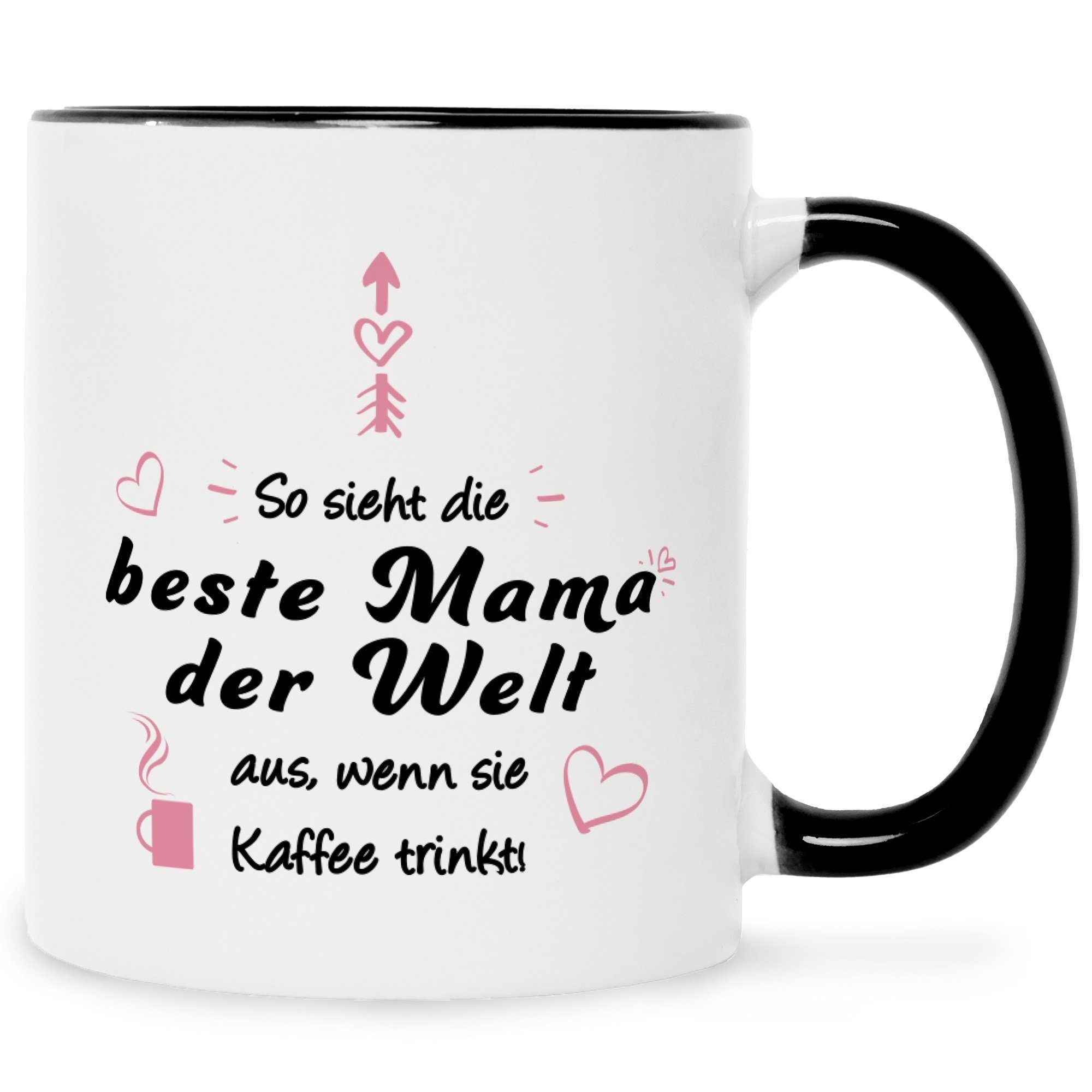 GRAVURZEILE Tasse mit Spruch - So sehen die Beste Mama & Bester Papa der Welt aus, Keramik, Mama V2 - Farbe: Schwarz & Weiß