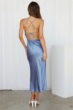 RUZU UG Dirndl Elegantes, rückenfreies Slim-Fit-Kleid mit überkreuzten Trägern