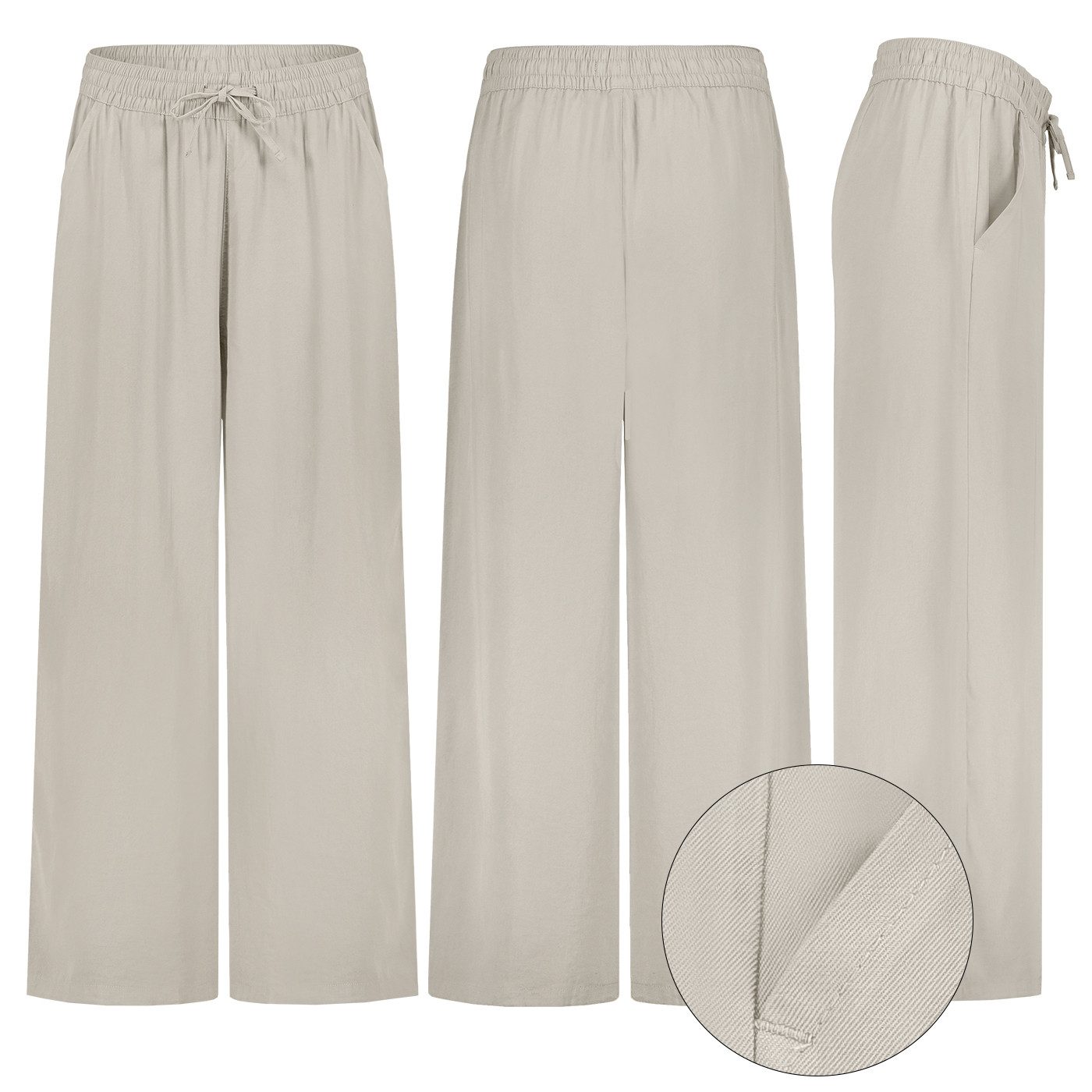 SUBLEVEL Chinos Damen Luftige Sommerhose Freizeit Weit geschnitten Stoffhos günstig online kaufen