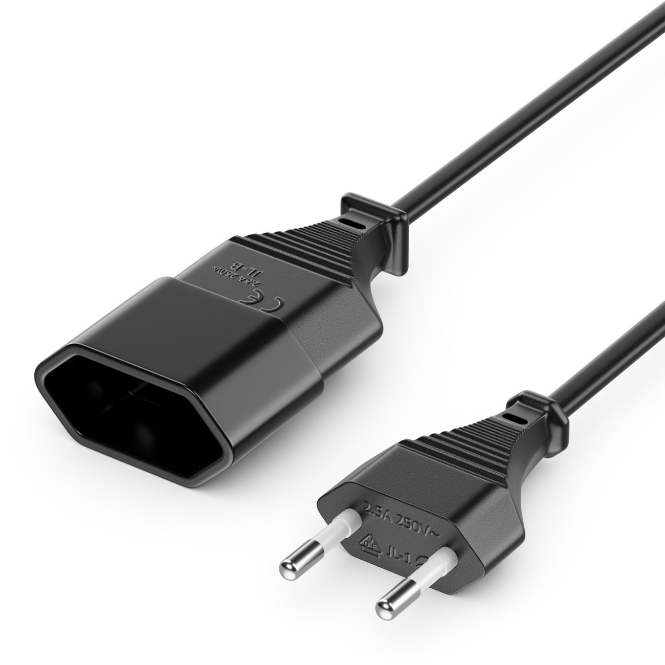 deleyCON deleyCON 2m Stromkabel Verlängerung Eurostecker auf Typ-C Euro Buchse Stromkabel