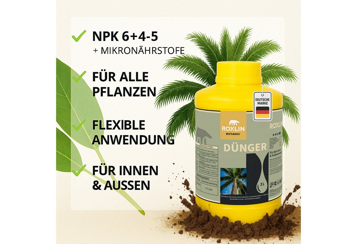 Thumbnail - Roxlin Gartendünger Palm Dünger 2L – Flüssigdünger für alle Palm Fertilizer