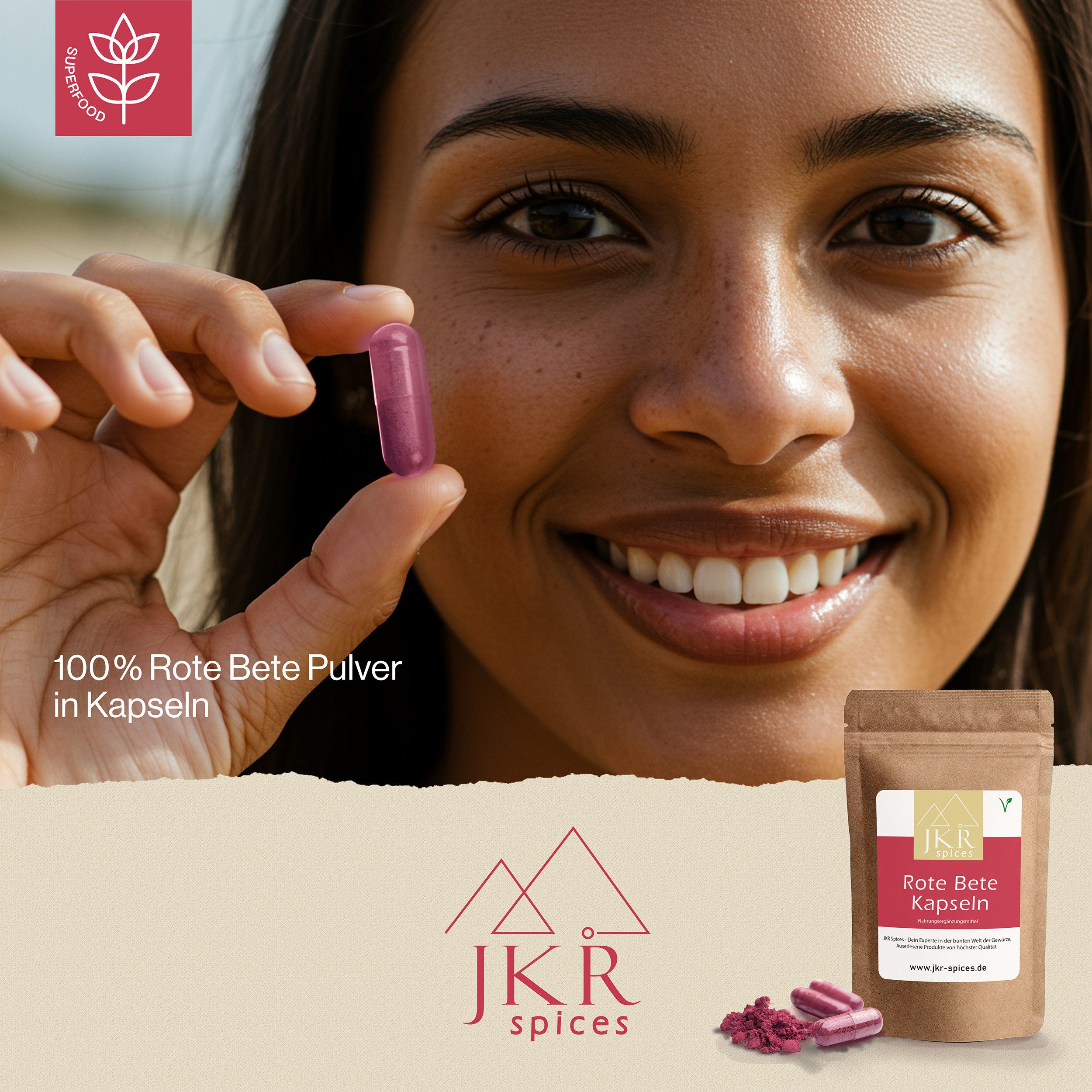 JKR Spices Rote Bete Kapseln Täglich 2 x 3 Kapseln, 1 er 360 St., 310 g