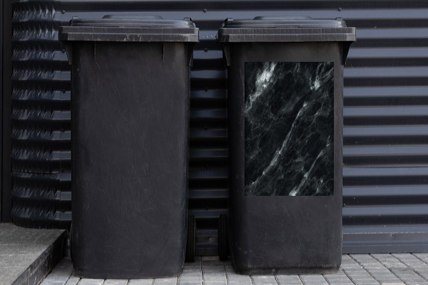 MuchoWow Marmor - Luxus Container, Abfalbehälter Sticker, - Mülleimer-aufkleber, Mülltonne, St), Schwarz Wandsticker (1