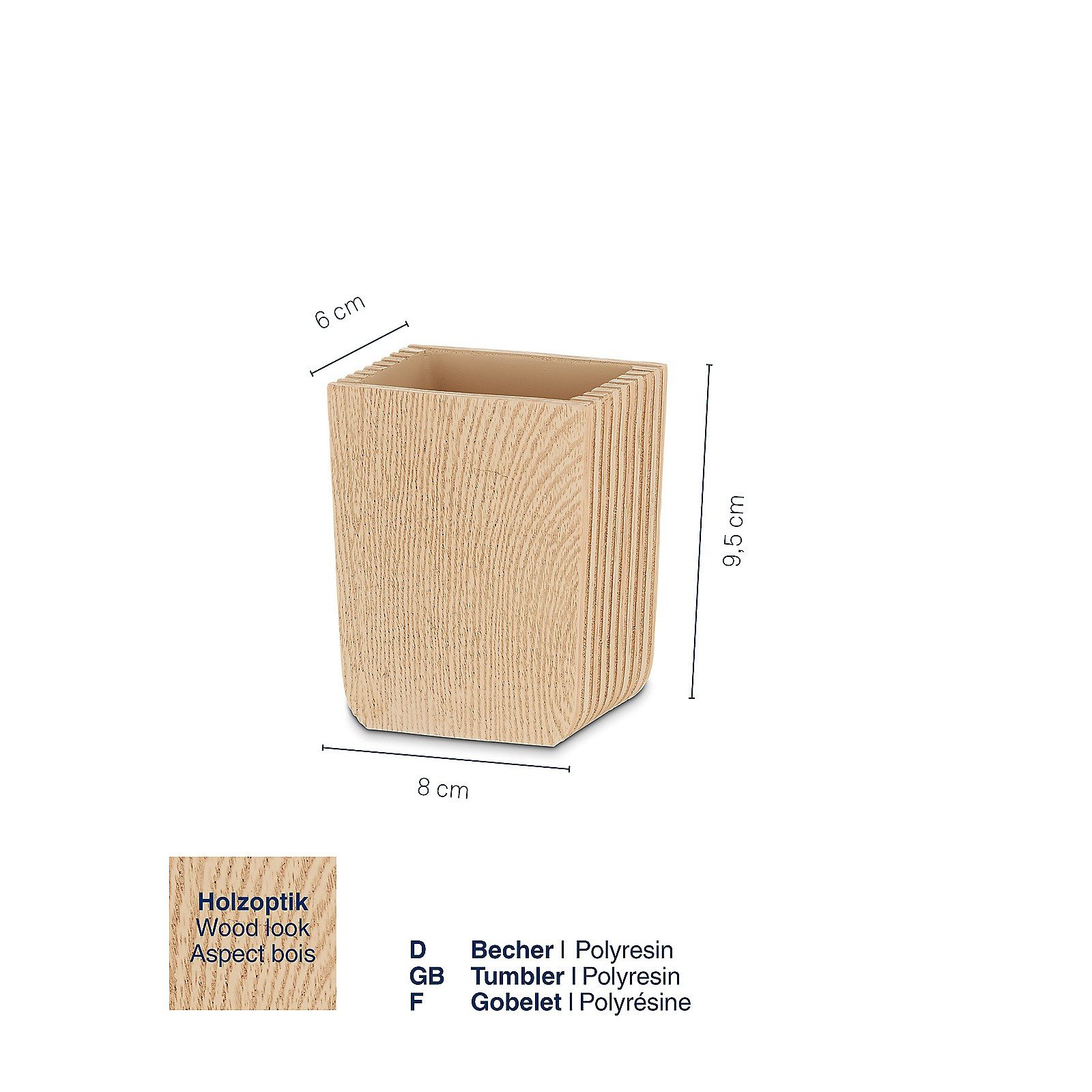 kela Zahnputzbecher Kaiu, Holzoptik