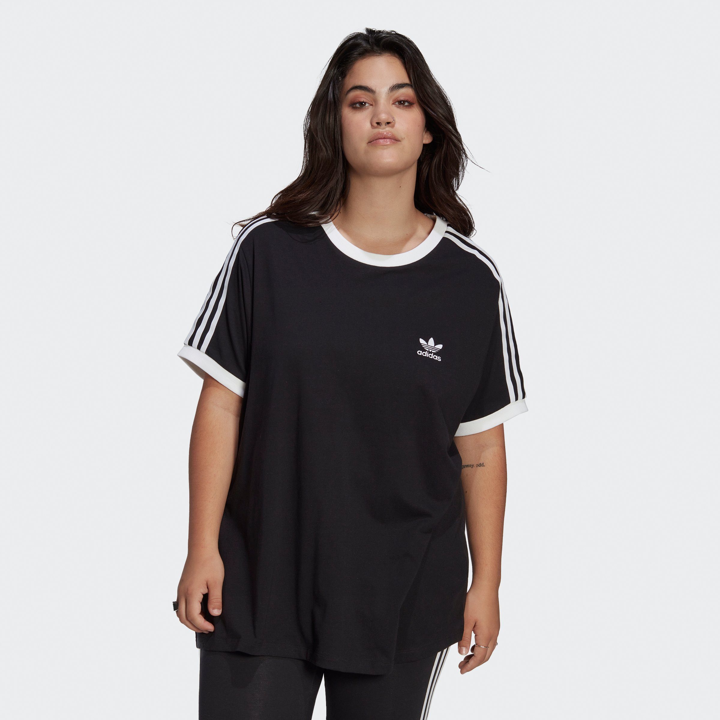 adidas Originals T-Shirt ADICOLOR CLASSICS 3-STREIFEN GROSSE GRÖSSEN Black –